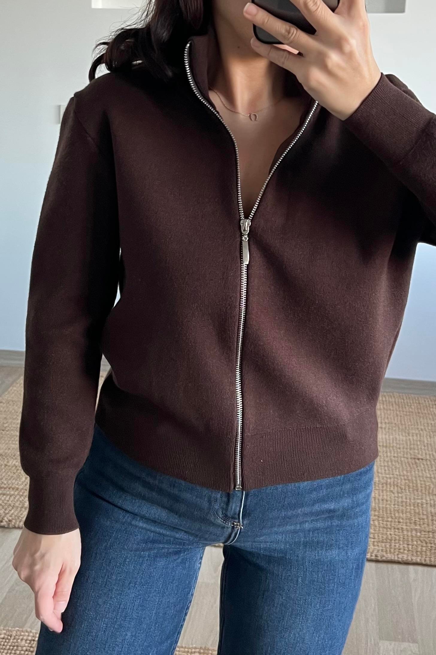 Kahverengi Premium Tok Dokulu Fermuarlı Hırka uygun fiyatlarda www.butikhola.com adresinde