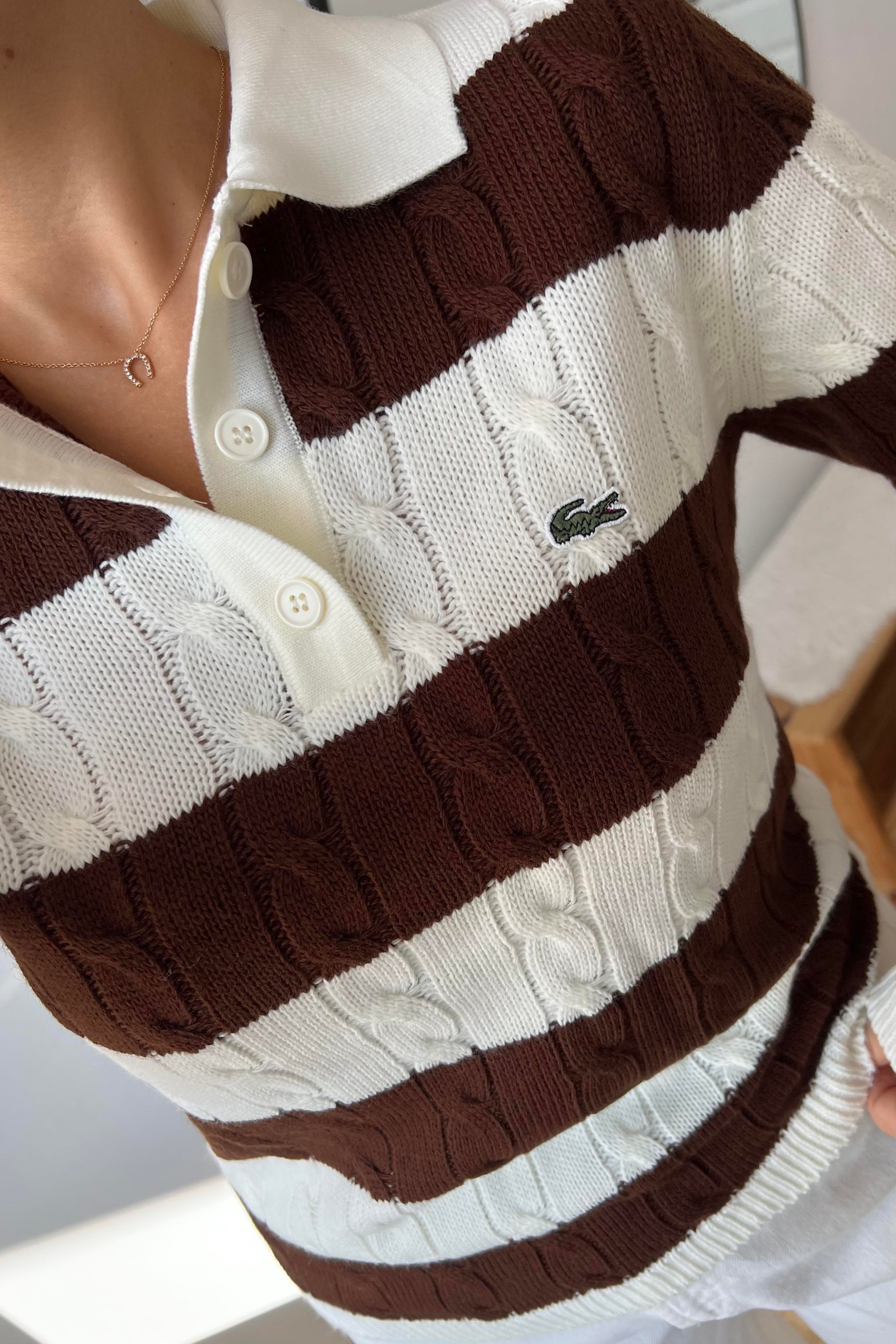 Kahverengi Şeritli Polo Yaka Triko uygun fiyatlarda www.butikhola.com adresinde