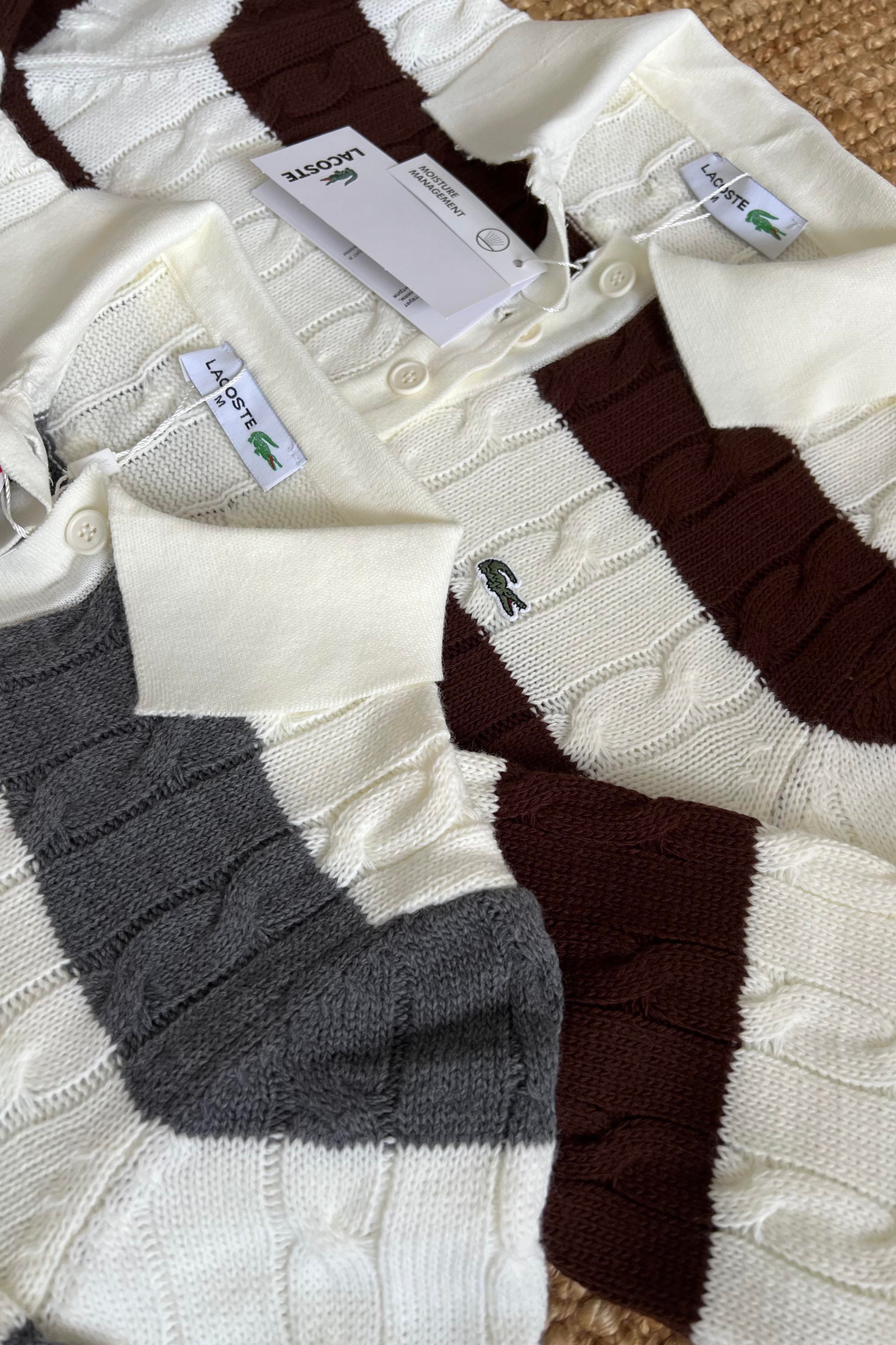 Kahverengi Şeritli Polo Yaka Triko uygun fiyatlarda www.butikhola.com adresinde