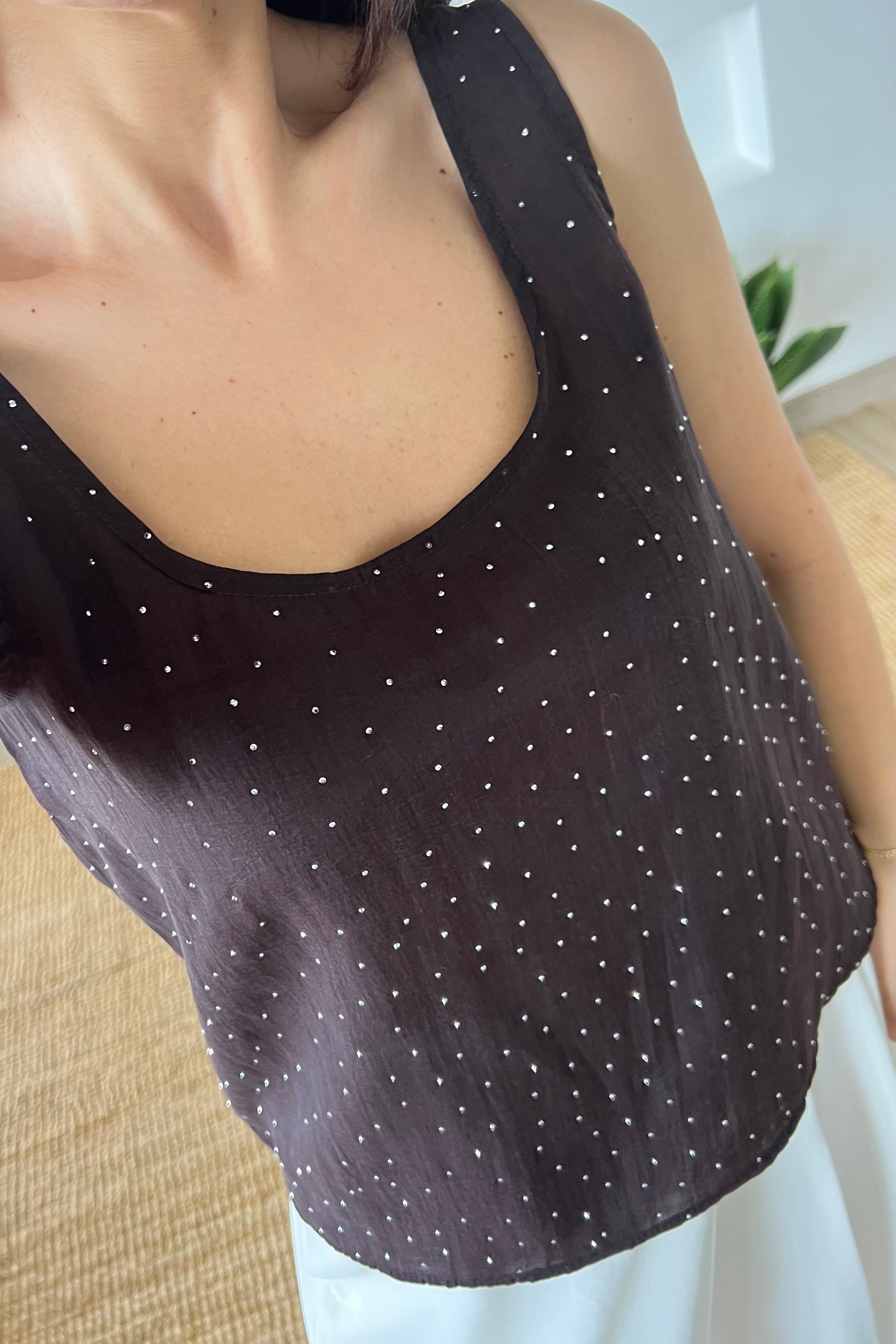 Kahverengi Taşlı Tensel BLuz uygun fiyatlarda www.butikhola.com adresinde
