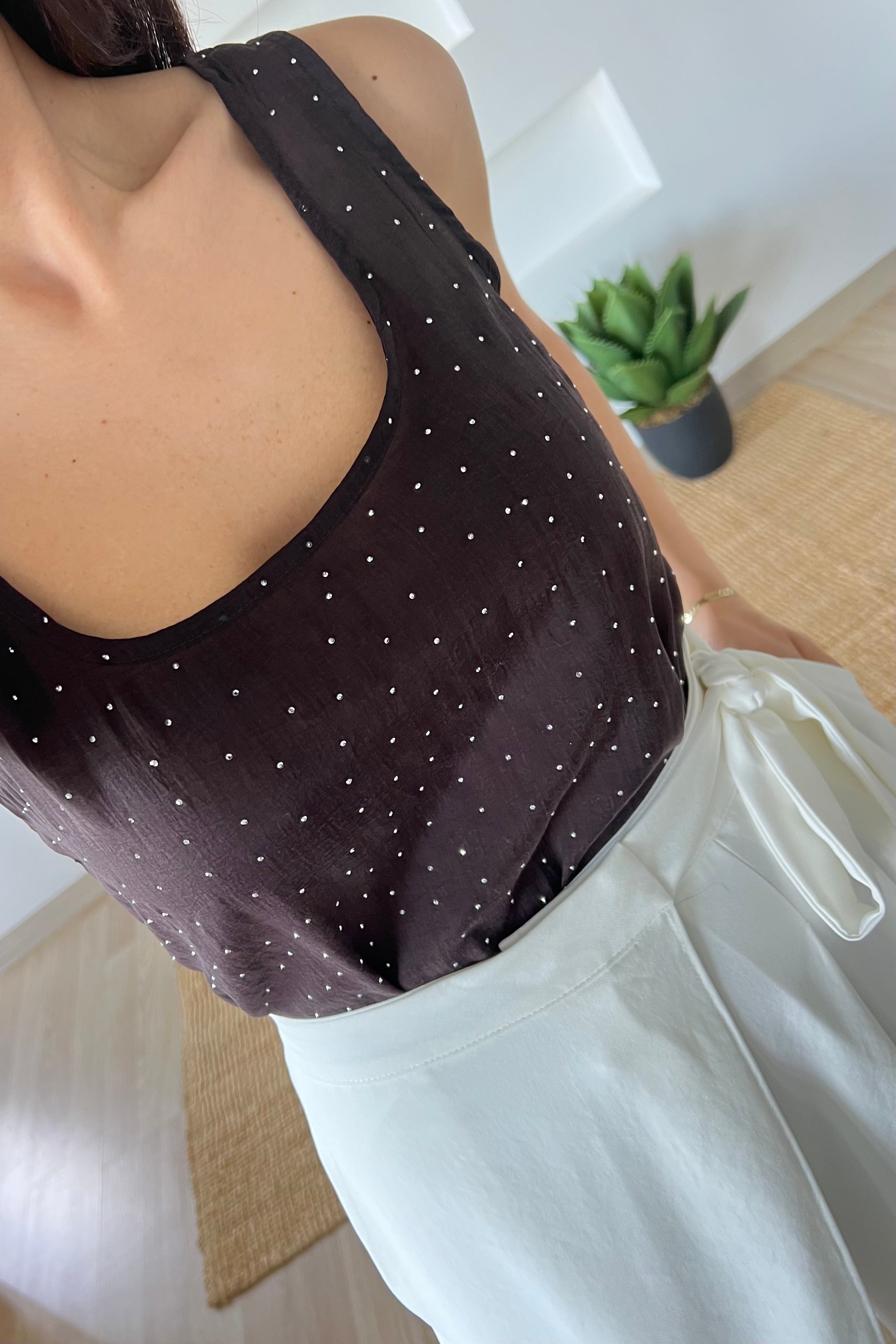 Kahverengi Taşlı Tensel BLuz uygun fiyatlarda www.butikhola.com adresinde