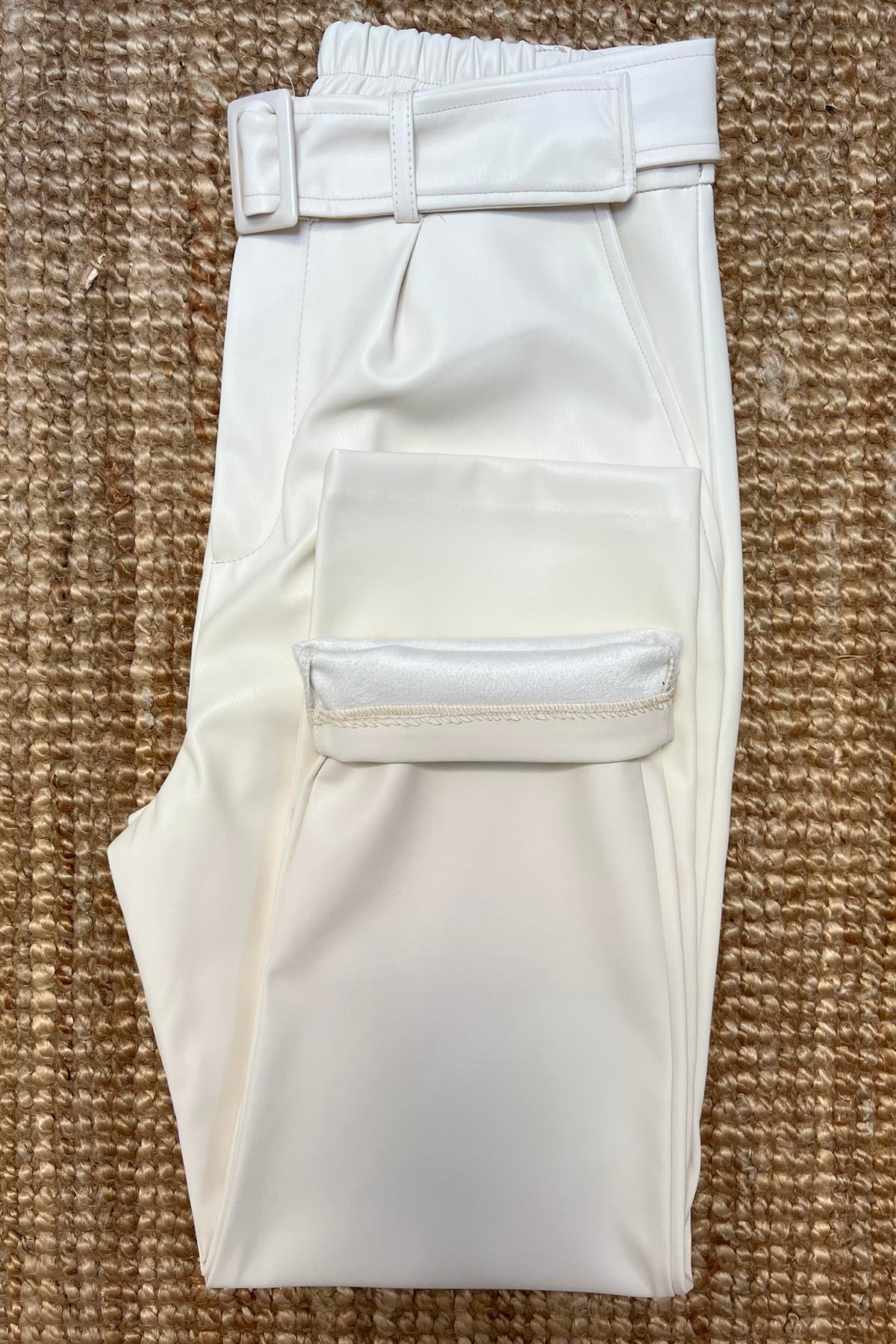 Kemerli Yüksek Bel Deri Pantolon uygun fiyatlarda www.butikhola.com adresinde