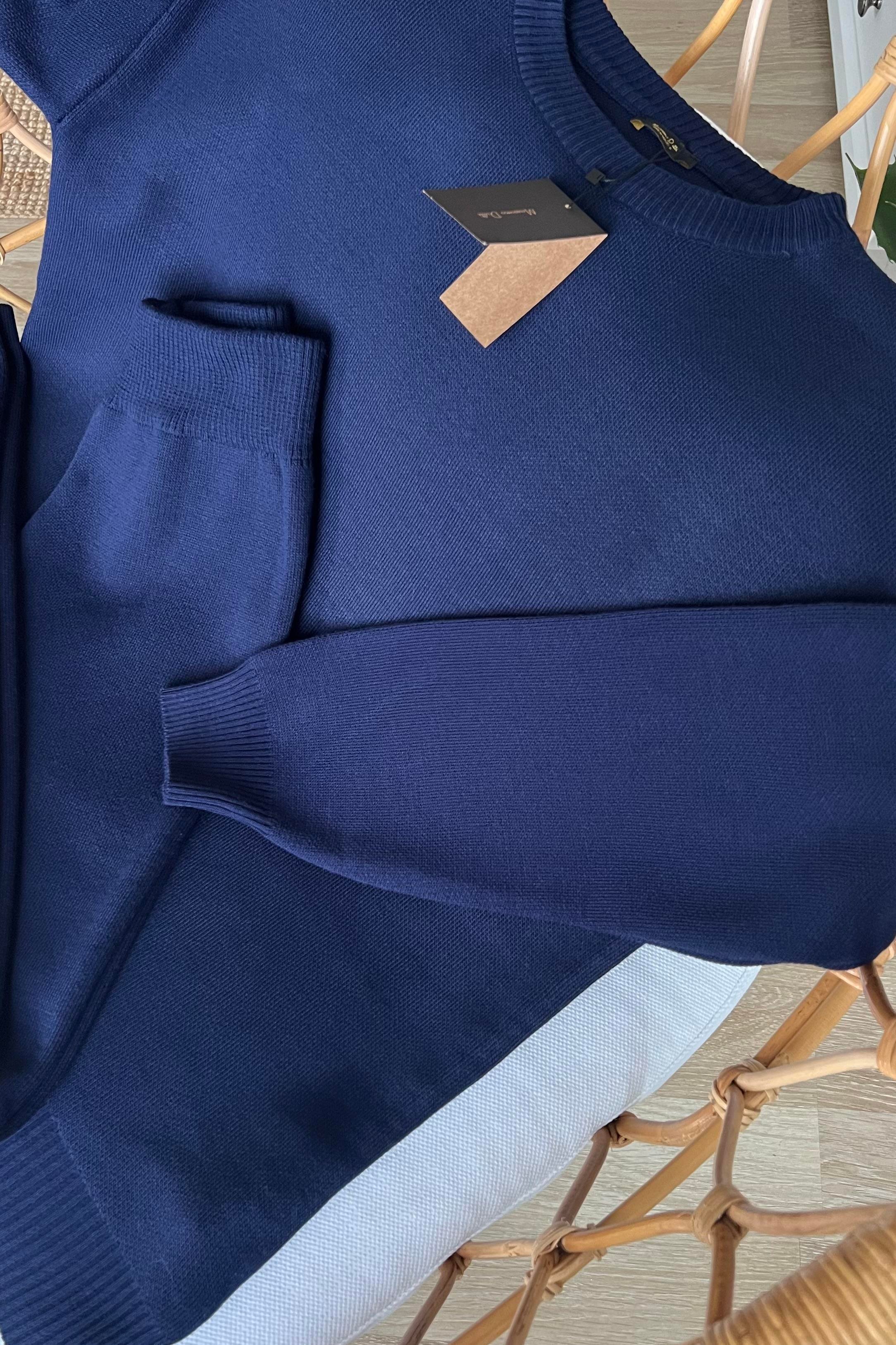 Lacivert Çelik Örme Triko Takım uygun fiyatlarda www.butikhola.com adresinde