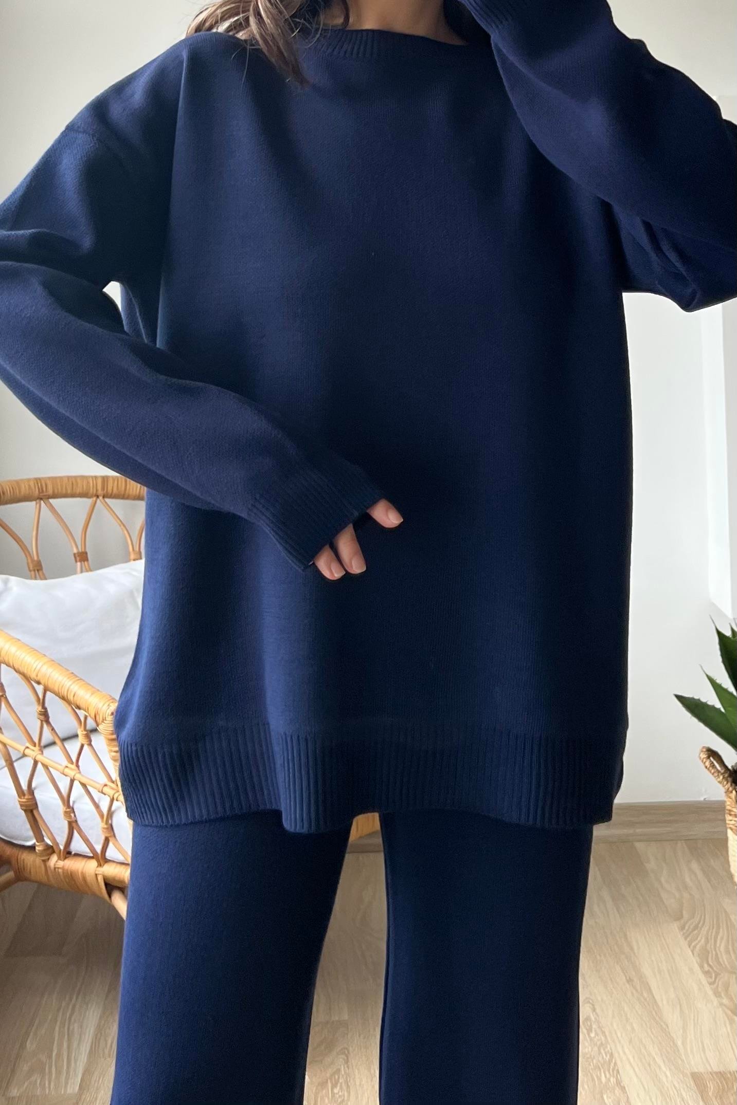Lacivert Çelik Örme Triko Takım uygun fiyatlarda www.butikhola.com adresinde