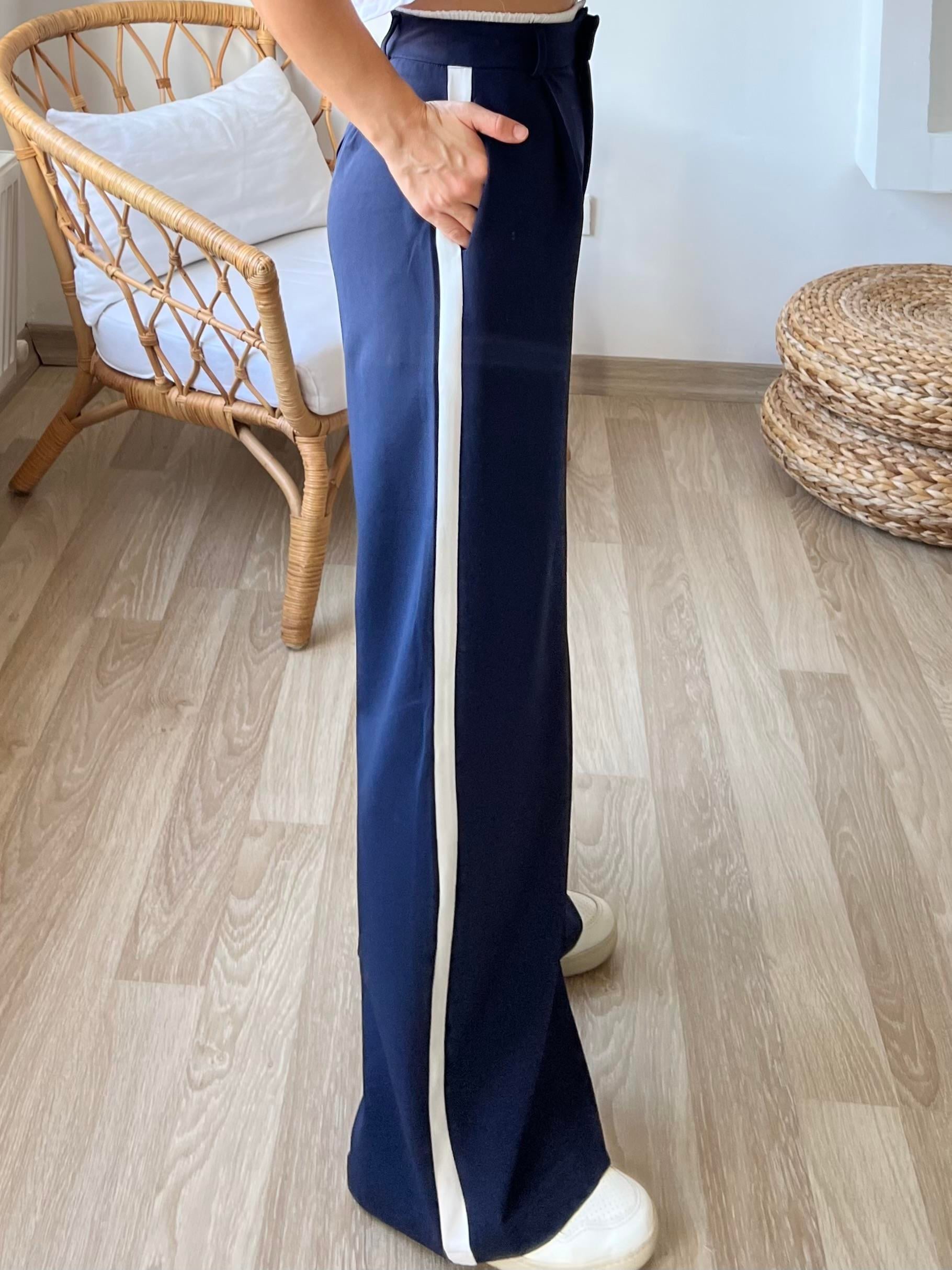 Lacivert Çift Bel Şerit Detaylı Pantolon uygun fiyatlarda www.butikhola.com adresinde