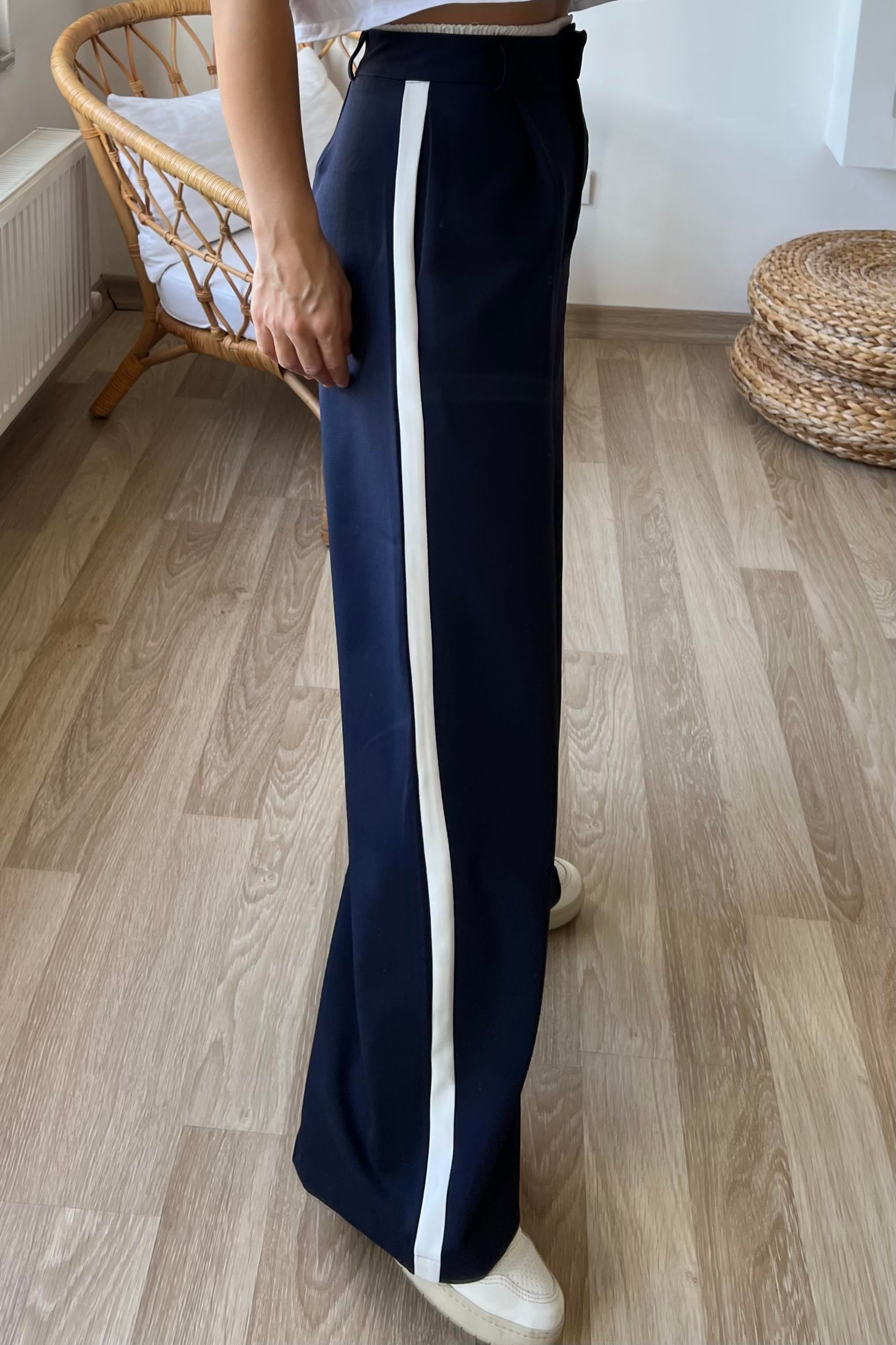 Lacivert Çift Bel Şerit Detaylı Pantolon uygun fiyatlarda www.butikhola.com adresinde