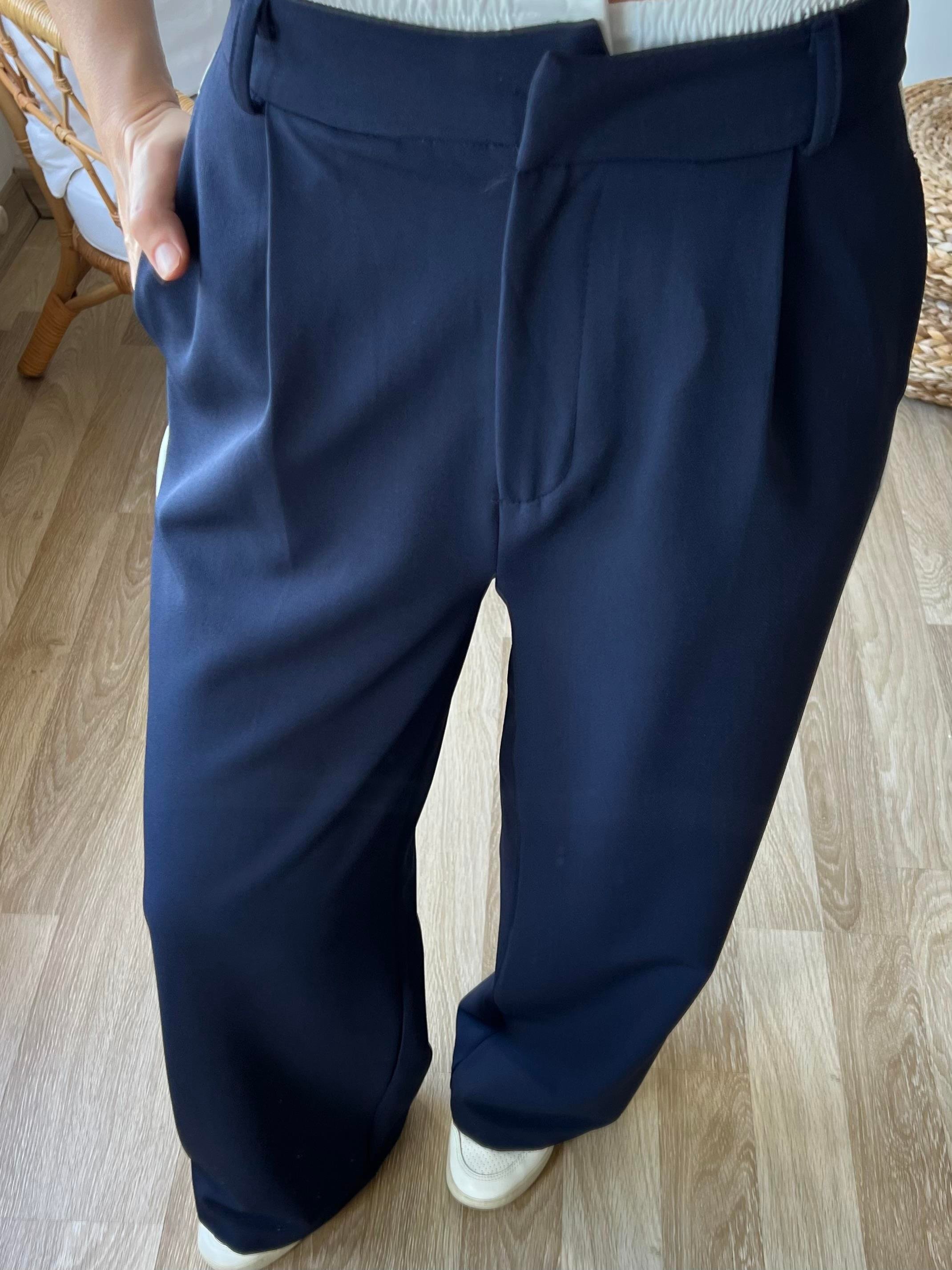 Lacivert Çift Bel Şerit Detaylı Pantolon uygun fiyatlarda www.butikhola.com adresinde