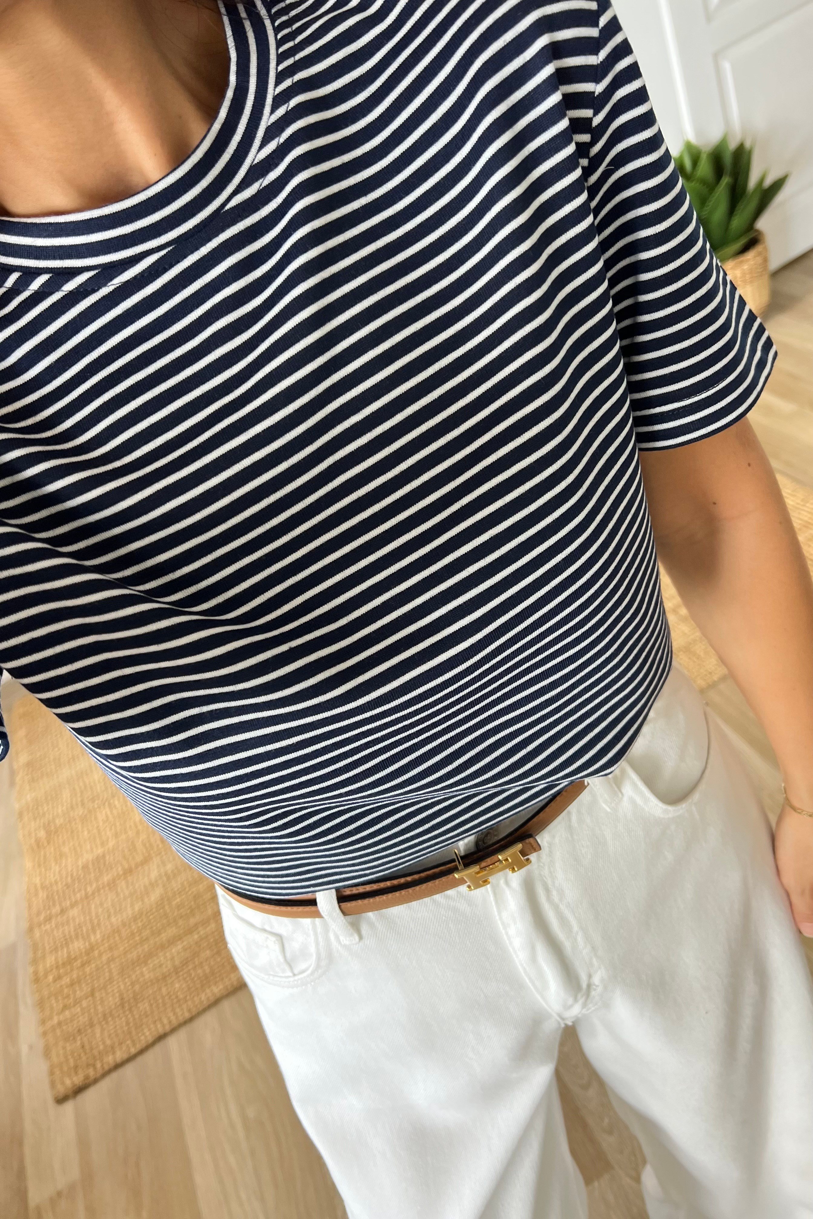 Lacivert Çizgili Basic Tshirt uygun fiyatlarda www.butikhola.com adresinde