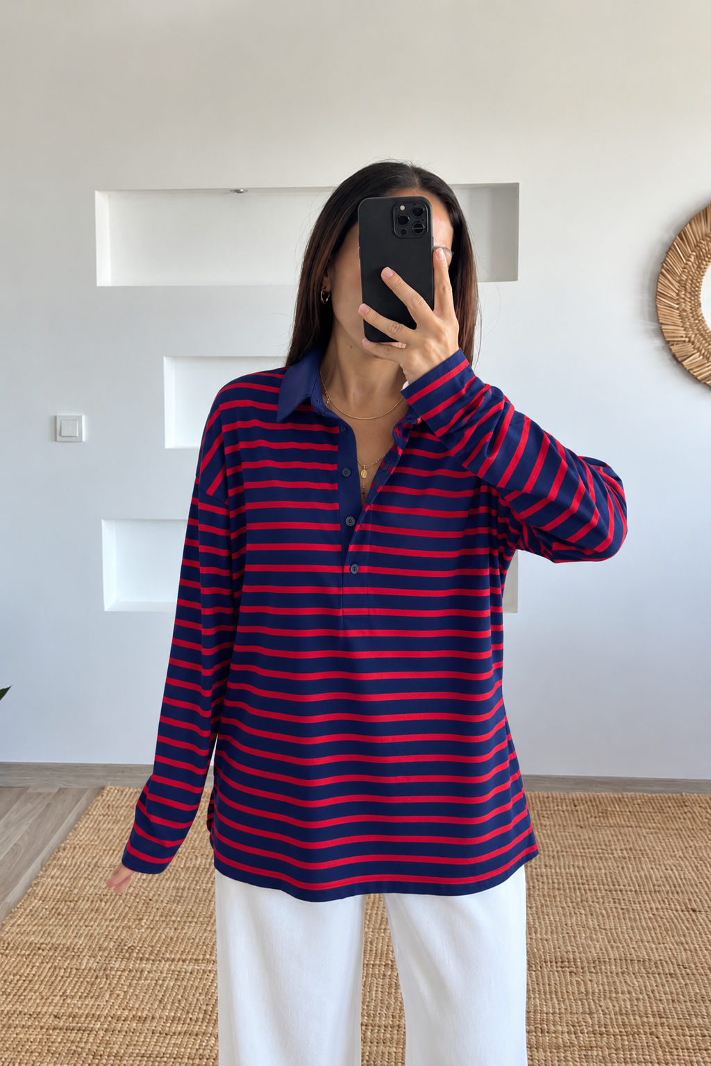 Lacivert Çizgili Polo Yaka Uzun Kol Tshirt uygun fiyatlarda www.butikhola.com adresinde