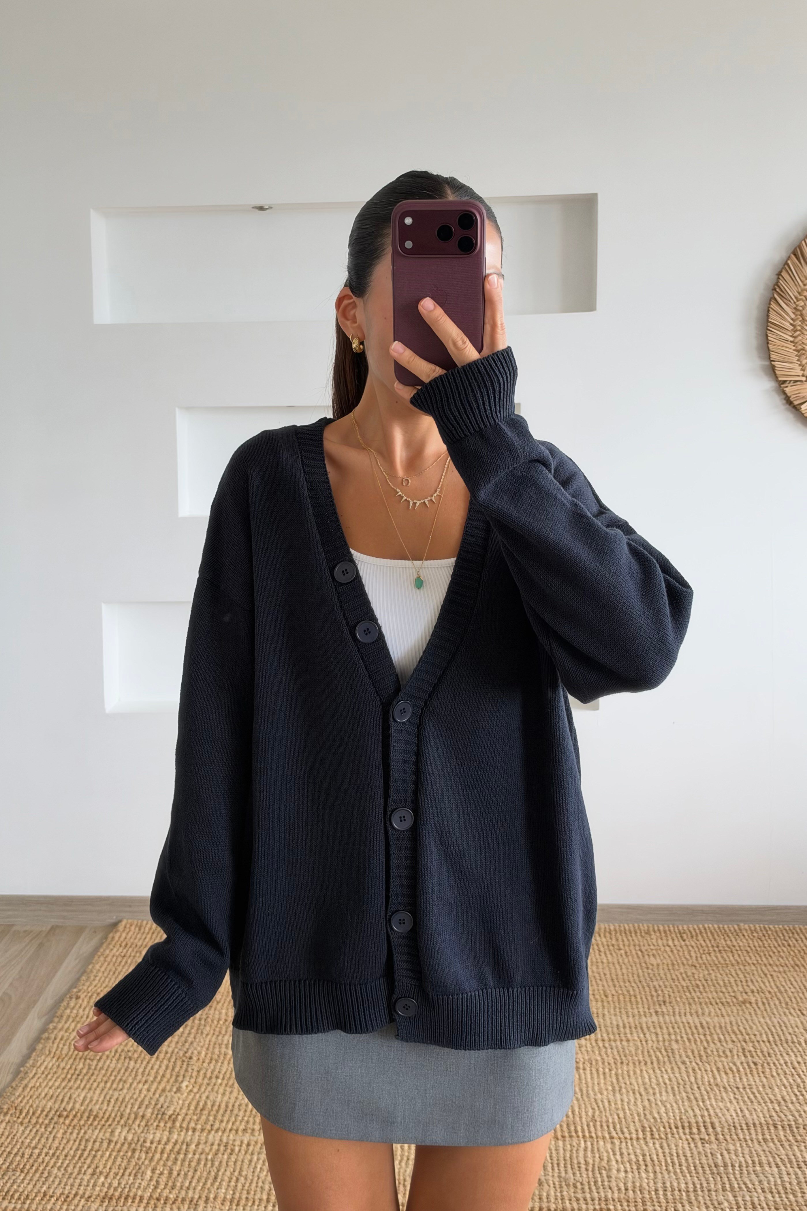 Lacivert Düğme Detaylı Hırka uygun fiyatlarda www.butikhola.com adresinde