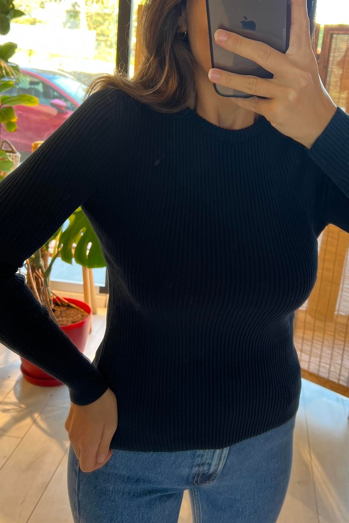 Lacivert Fitilli Basic Triko uygun fiyatlarda www.butikhola.com adresinde