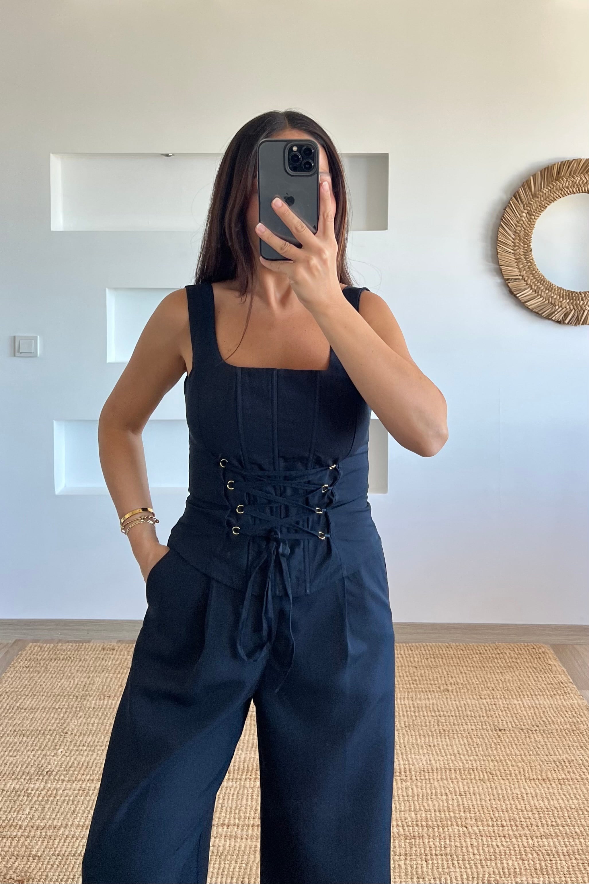 Lacivert Keten Korse Takım uygun fiyatlarda www.butikhola.com adresinde