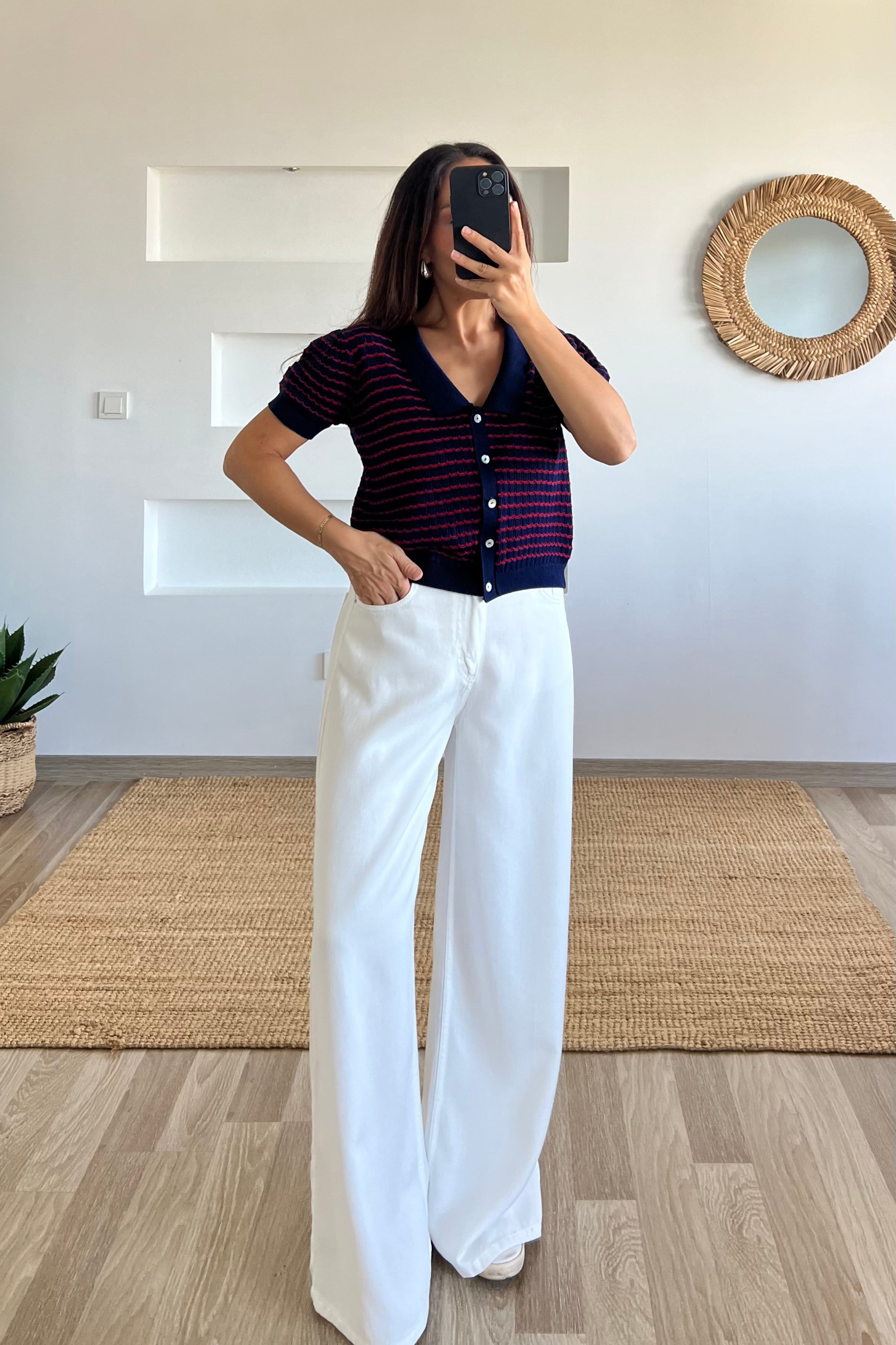 Lacivert Kısa Kol İnce Triko Hırka uygun fiyatlarda www.butikhola.com adresinde