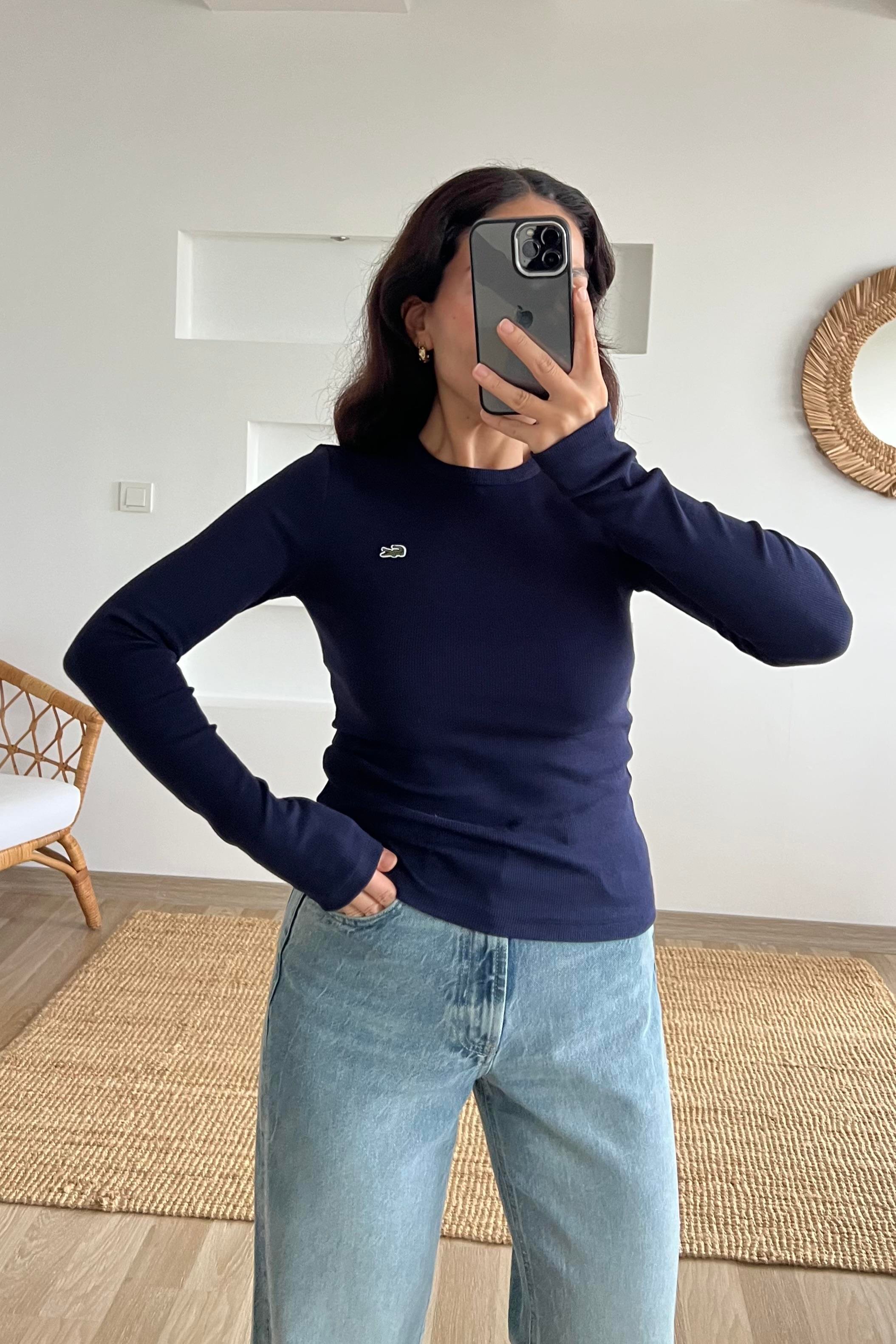 Lacivert Logo Nakışlı Uzun Kollu Bluz uygun fiyatlarda www.butikhola.com adresinde