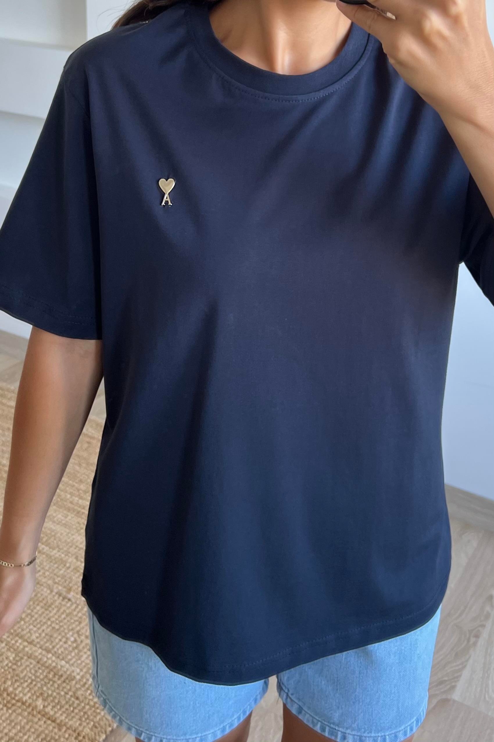 Lacivert Mini Kalpli Oversize Tshirt uygun fiyatlarda www.butikhola.com adresinde