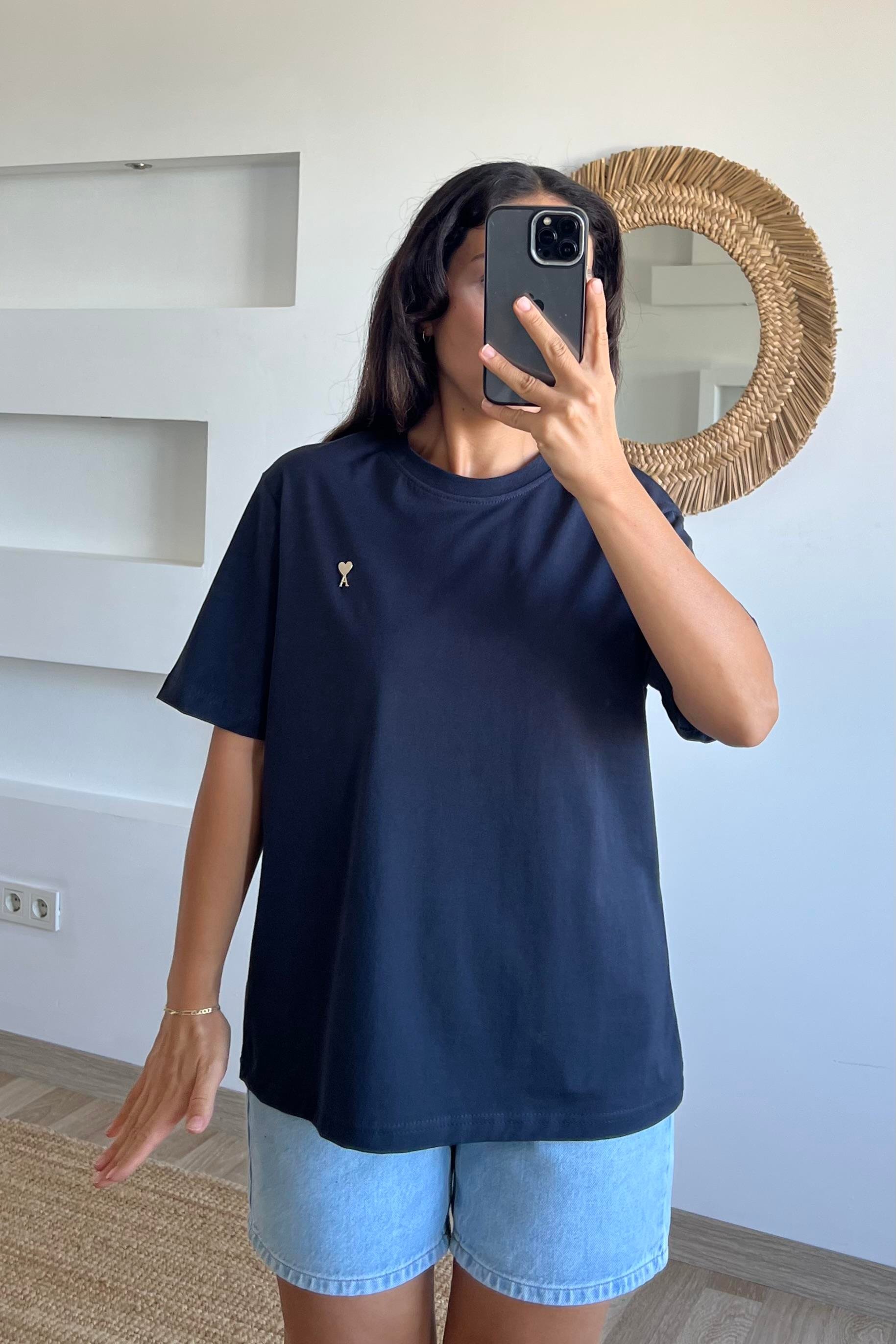 Lacivert Mini Kalpli Oversize Tshirt uygun fiyatlarda www.butikhola.com adresinde