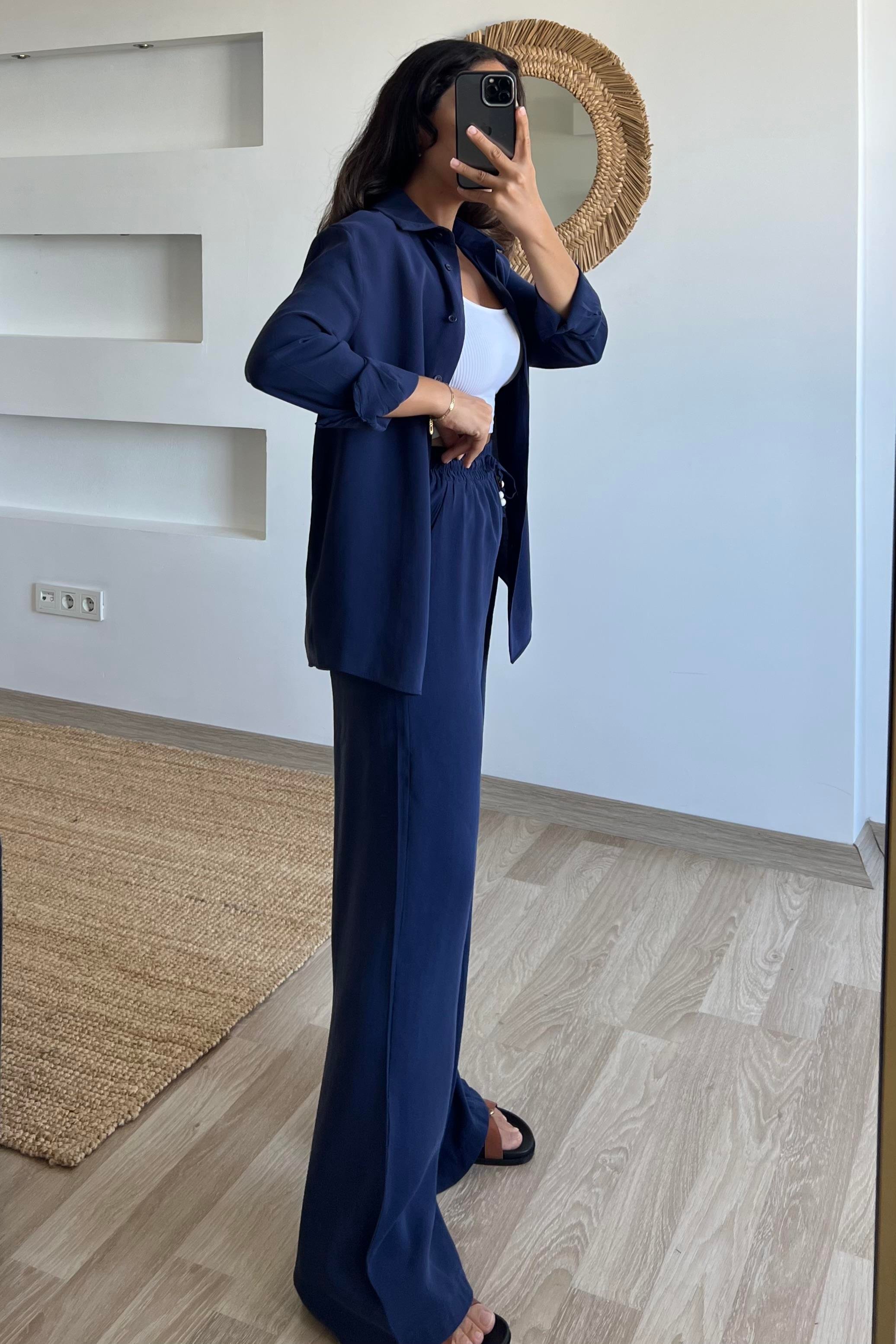 Lacivert Modal Premium Gömlek Pantolon Takım uygun fiyatlarda www.butikhola.com adresinde