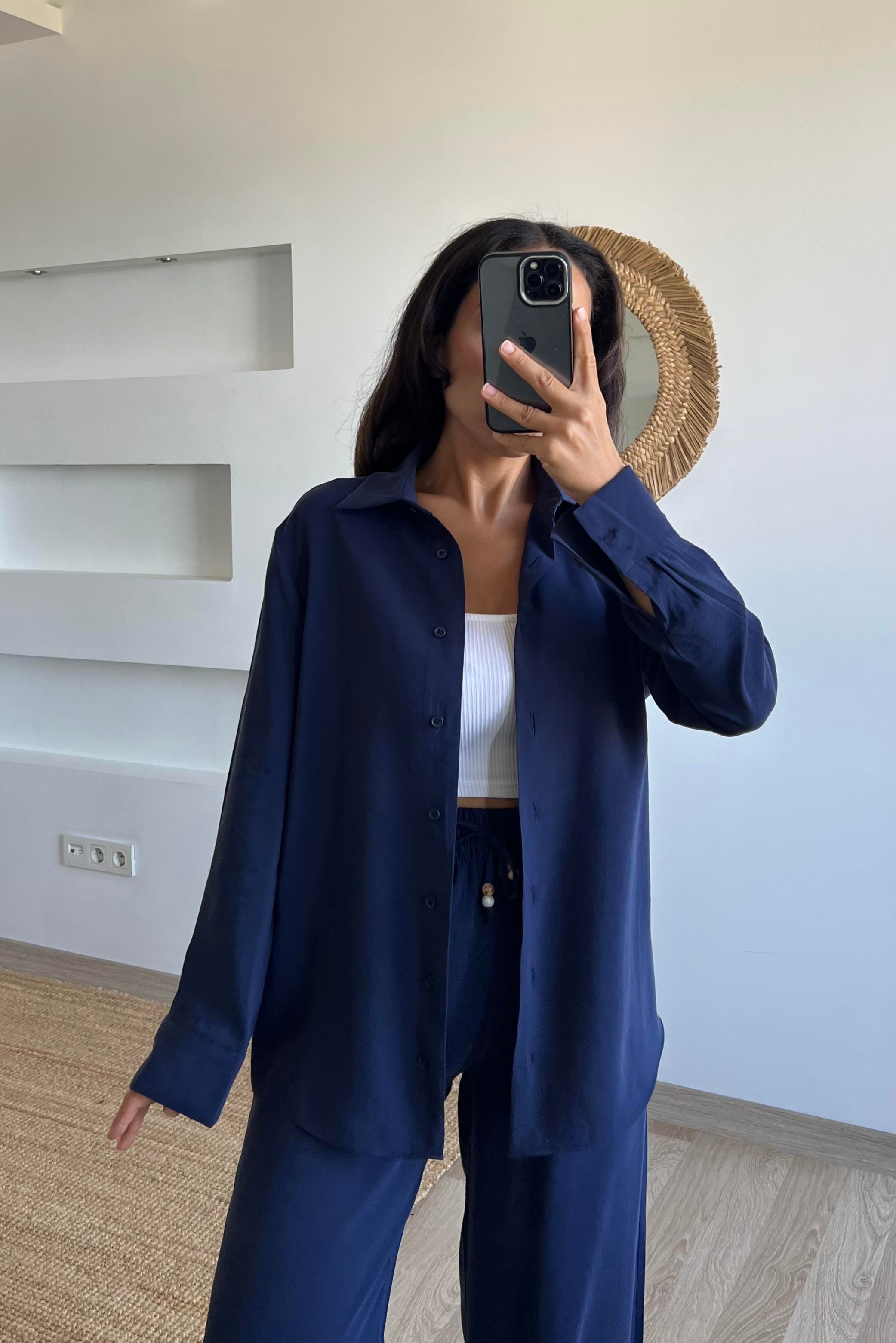 Lacivert Modal Premium Gömlek Pantolon Takım uygun fiyatlarda www.butikhola.com adresinde