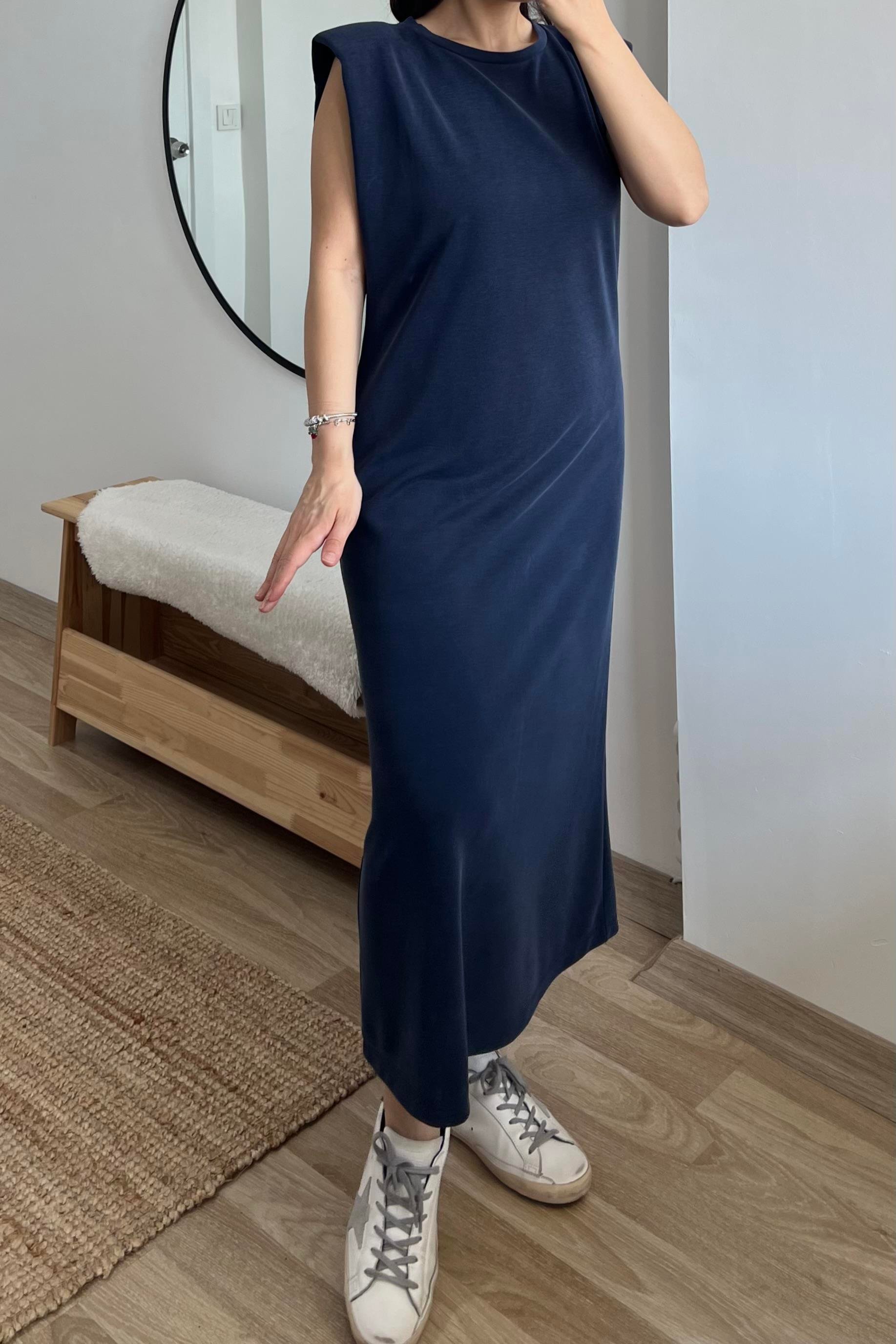 Lacivert Modal Vatkalı Elbise uygun fiyatlarda www.butikhola.com adresinde
