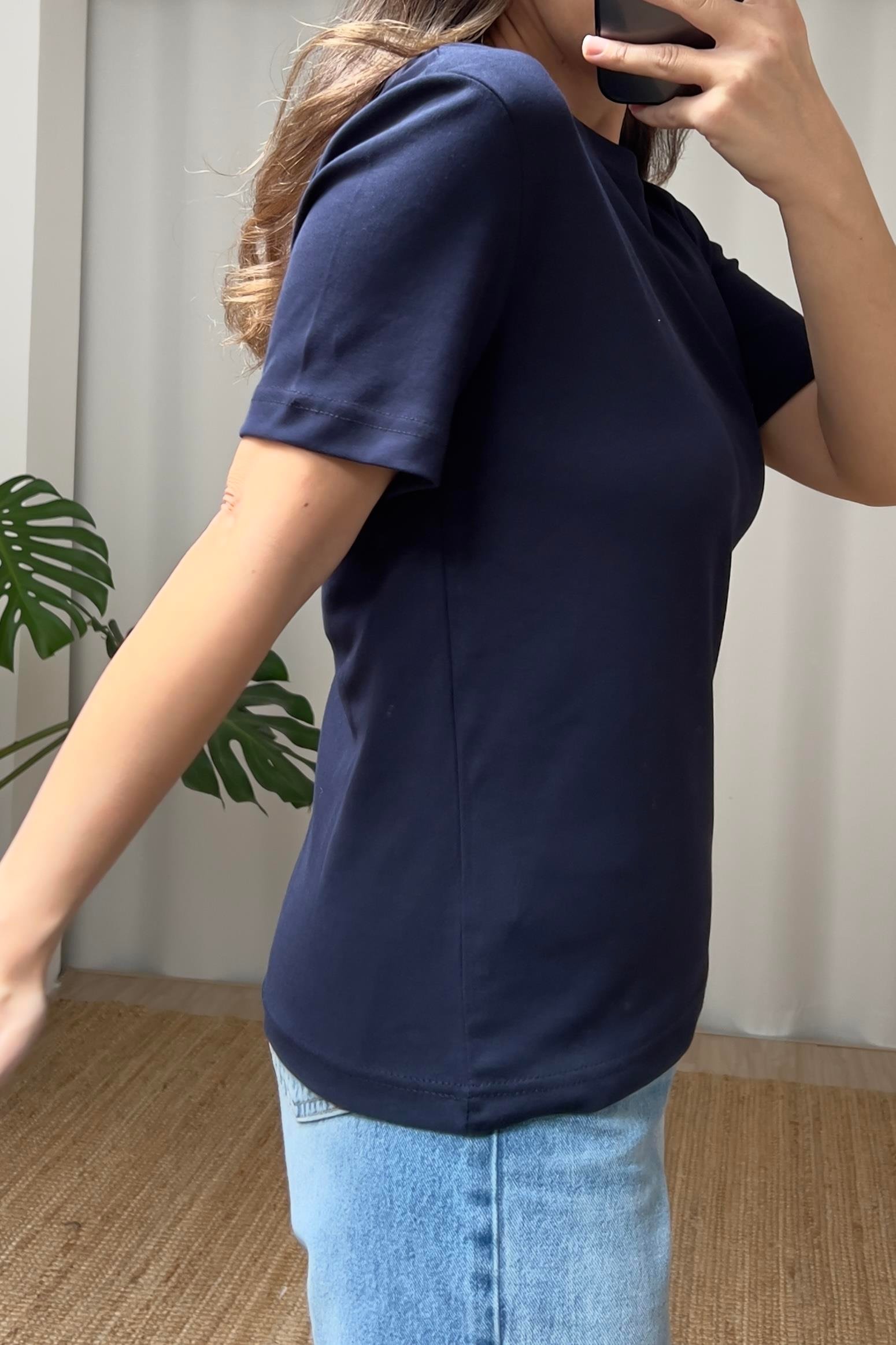 Lacivert Organik Pamuklu Basic Tshirt uygun fiyatlarda www.butikhola.com adresinde