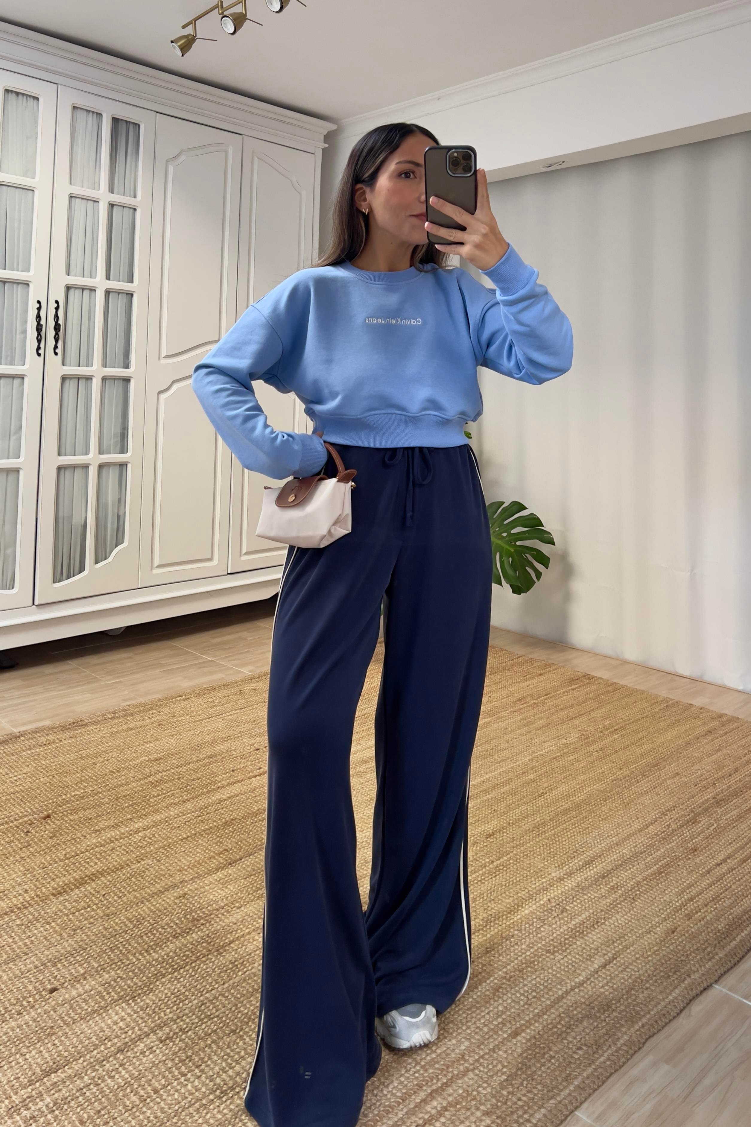 Lacivert Oys Şerit Detaylı Rahat Modal Pantolon uygun fiyatlarda www.butikhola.com adresinde