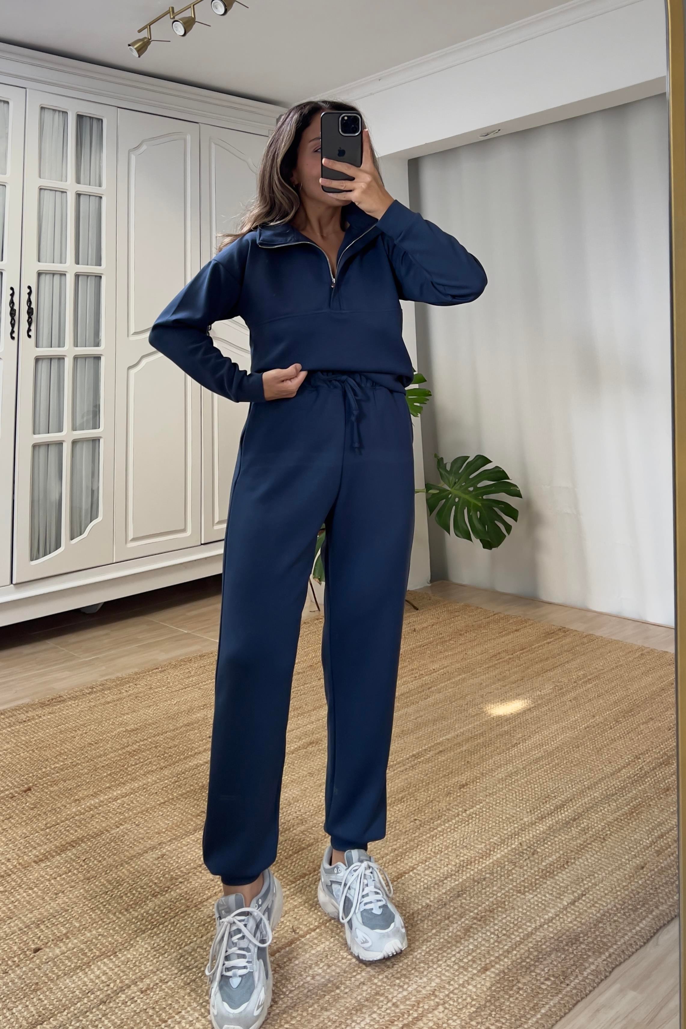 Lacivert Oys Yarım Fermuarlı Modal Takım uygun fiyatlarda www.butikhola.com adresinde