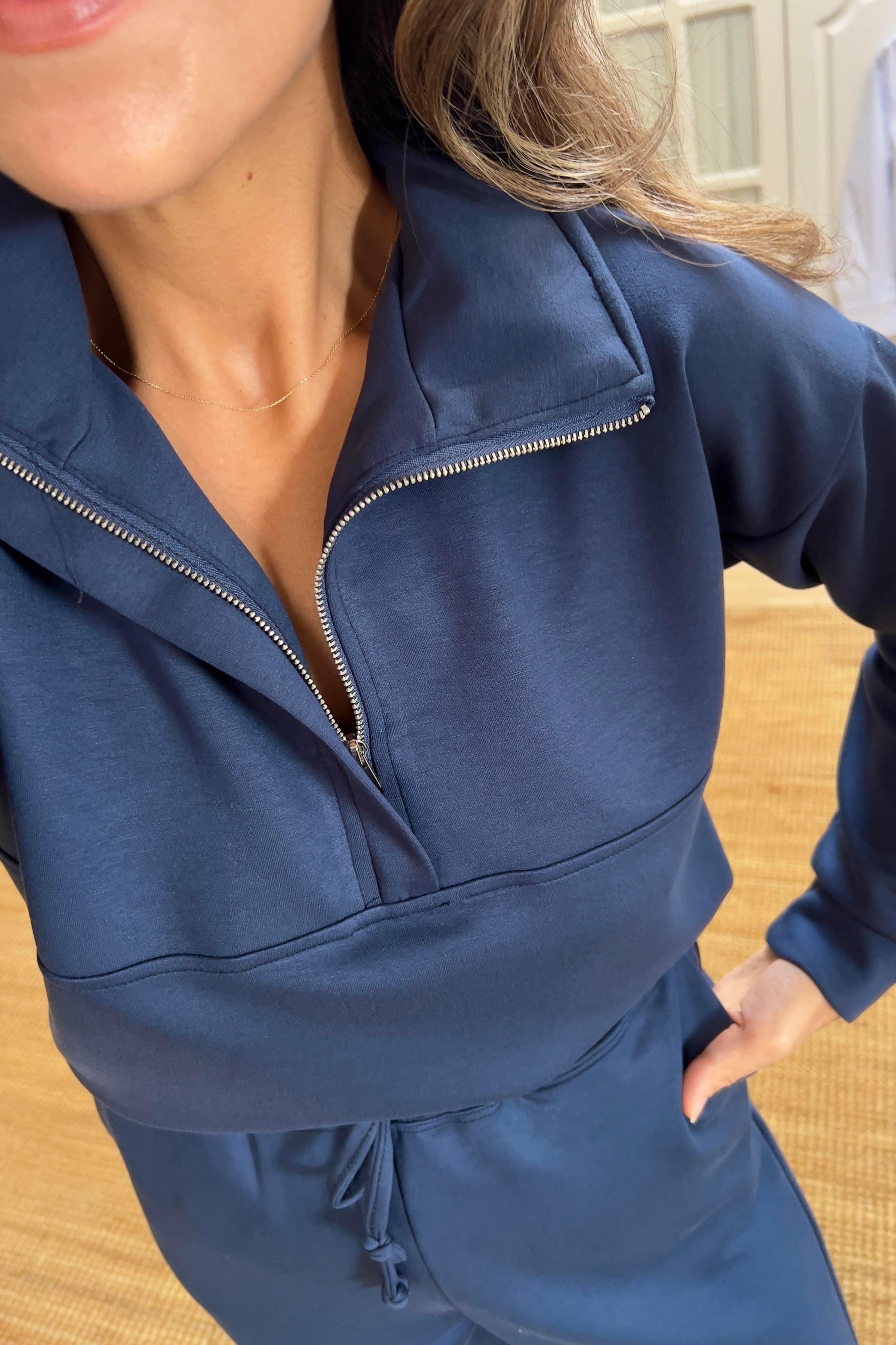 Lacivert Oys Yarım Fermuarlı Modal Takım uygun fiyatlarda www.butikhola.com adresinde