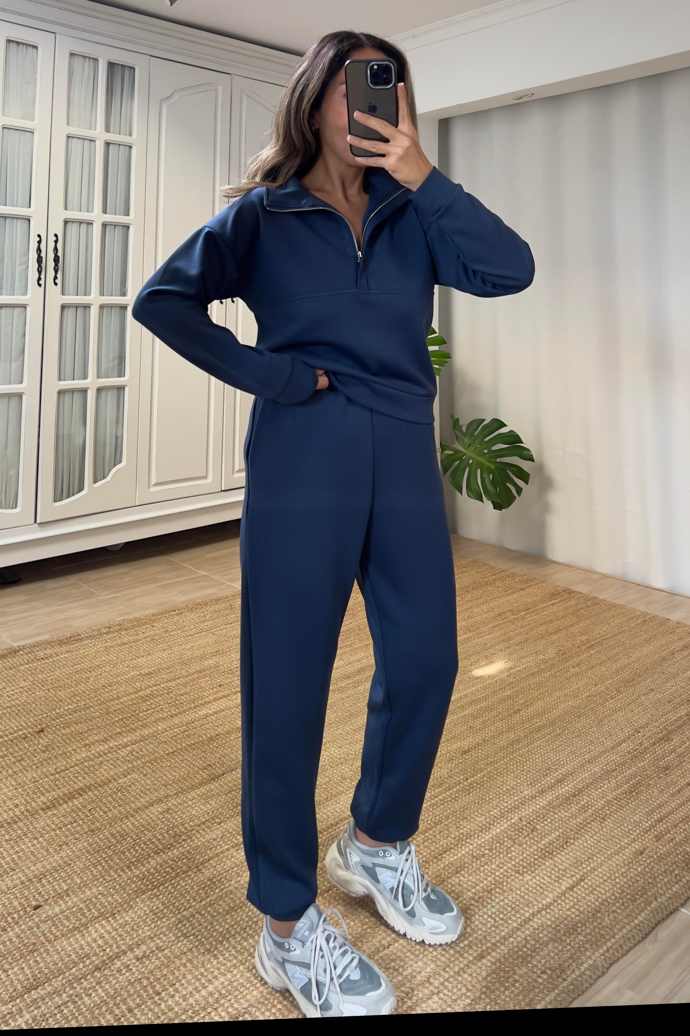 Lacivert Oys Yarım Fermuarlı Modal Takım uygun fiyatlarda www.butikhola.com adresinde