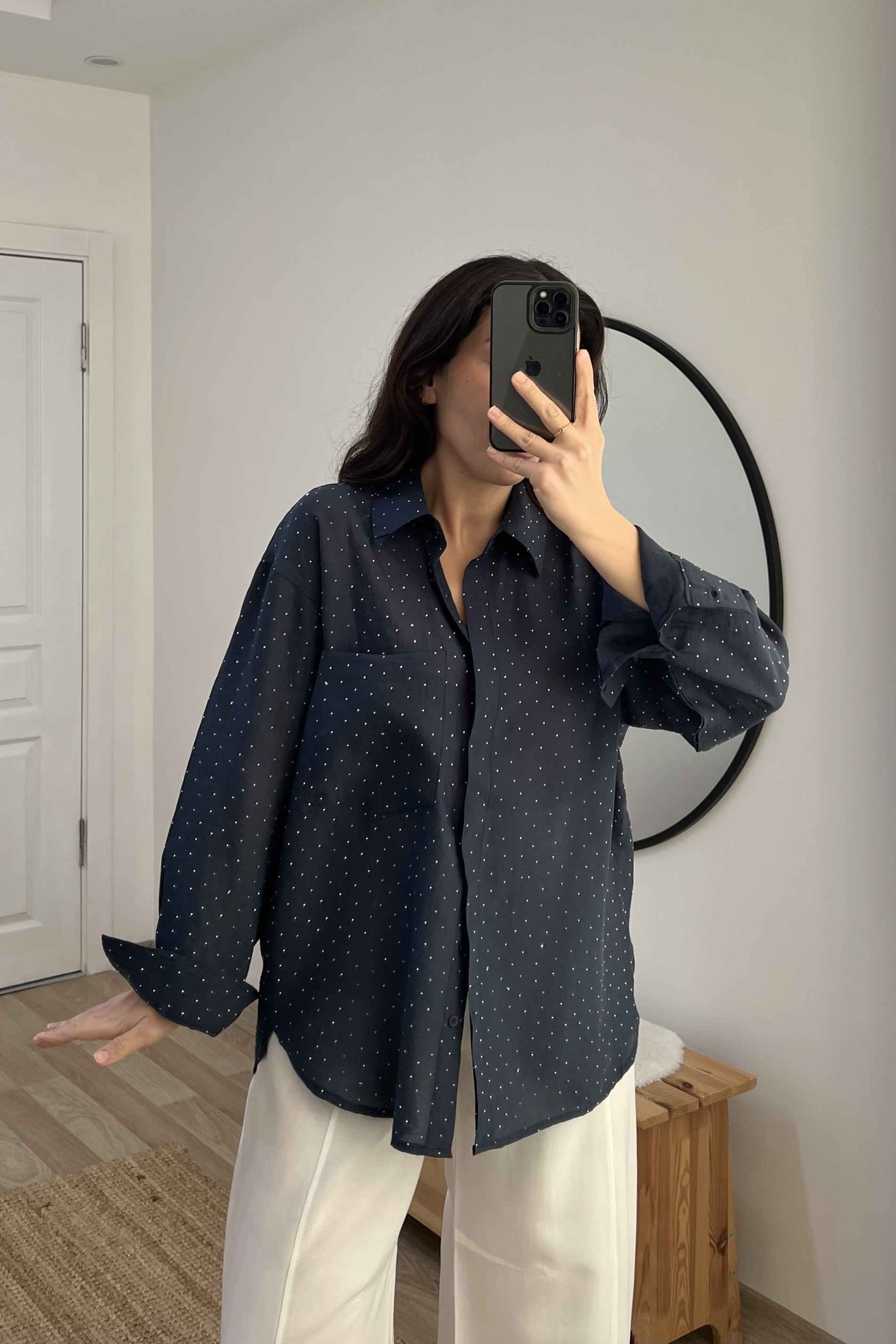 Lacivert Taşlı Tensel Gömlek uygun fiyatlarda www.butikhola.com adresinde