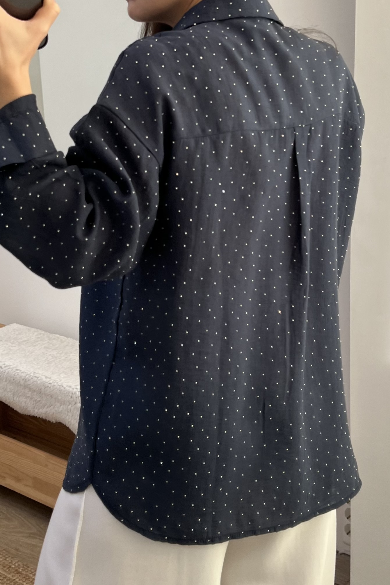 Lacivert Taşlı Tensel Gömlek uygun fiyatlarda www.butikhola.com adresinde