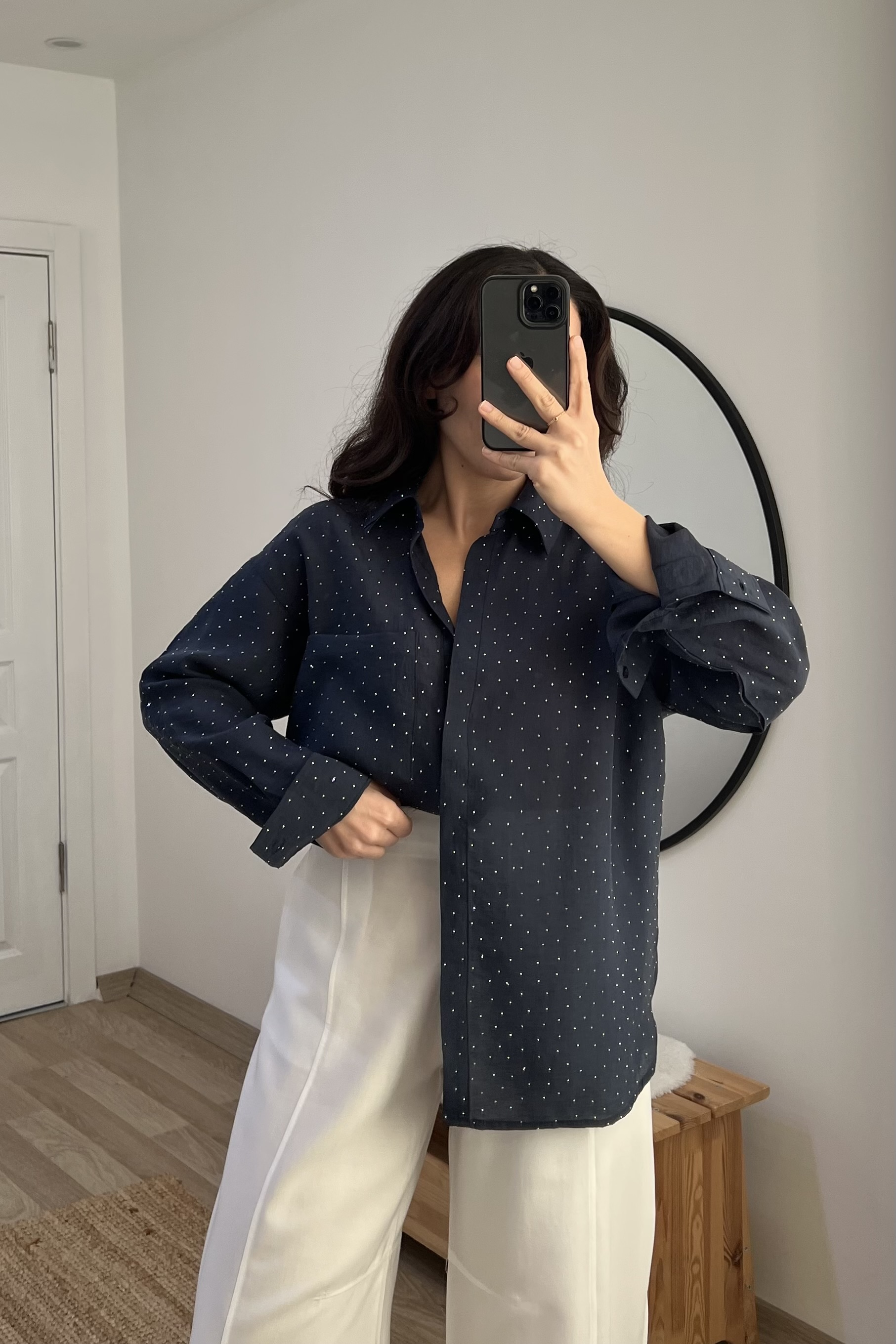 Lacivert Taşlı Tensel Gömlek uygun fiyatlarda www.butikhola.com adresinde
