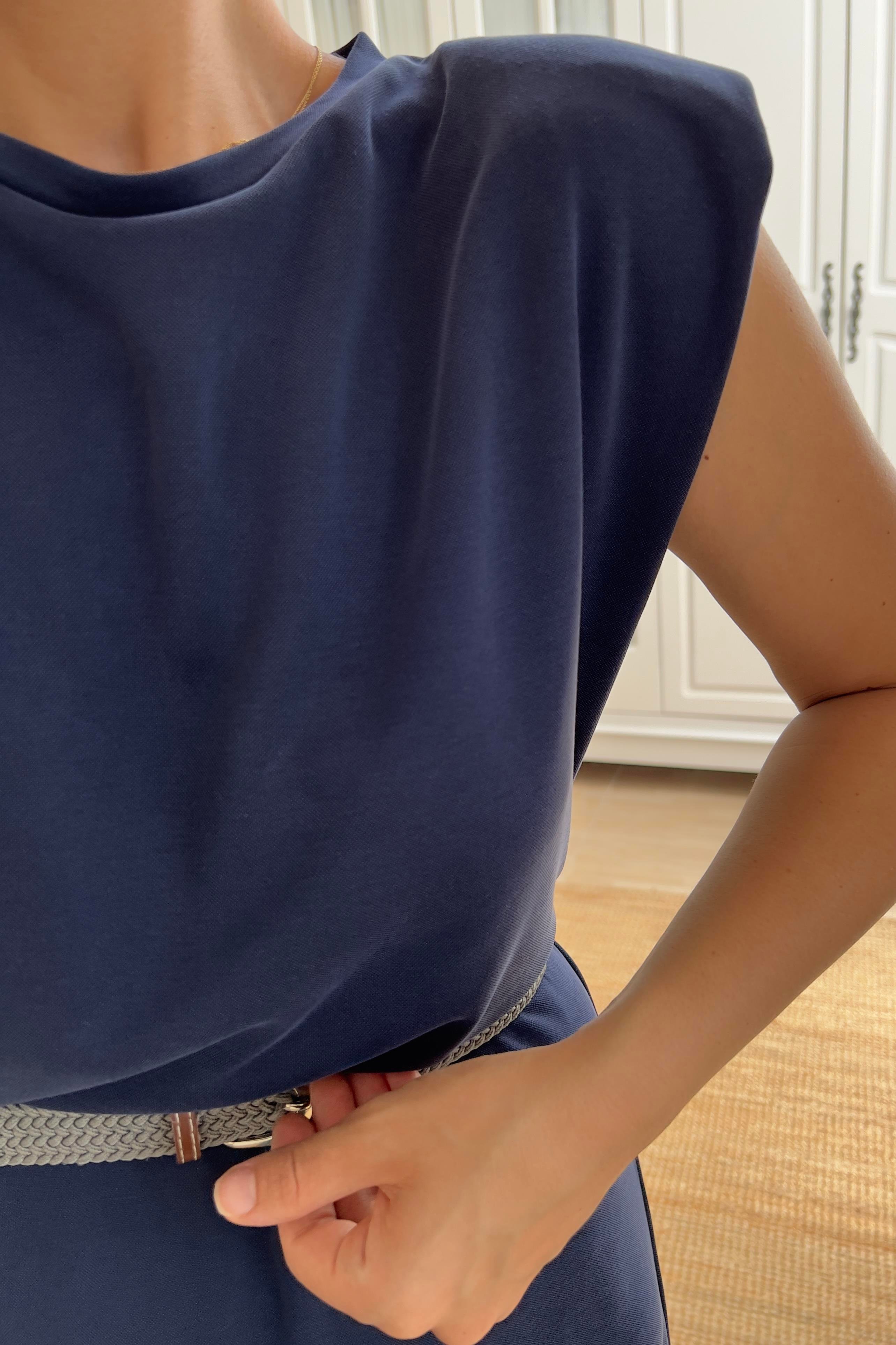 Lacivert Vatkalı Uzun Modal Elbise  uygun fiyatlarda www.butikhola.com adresinde