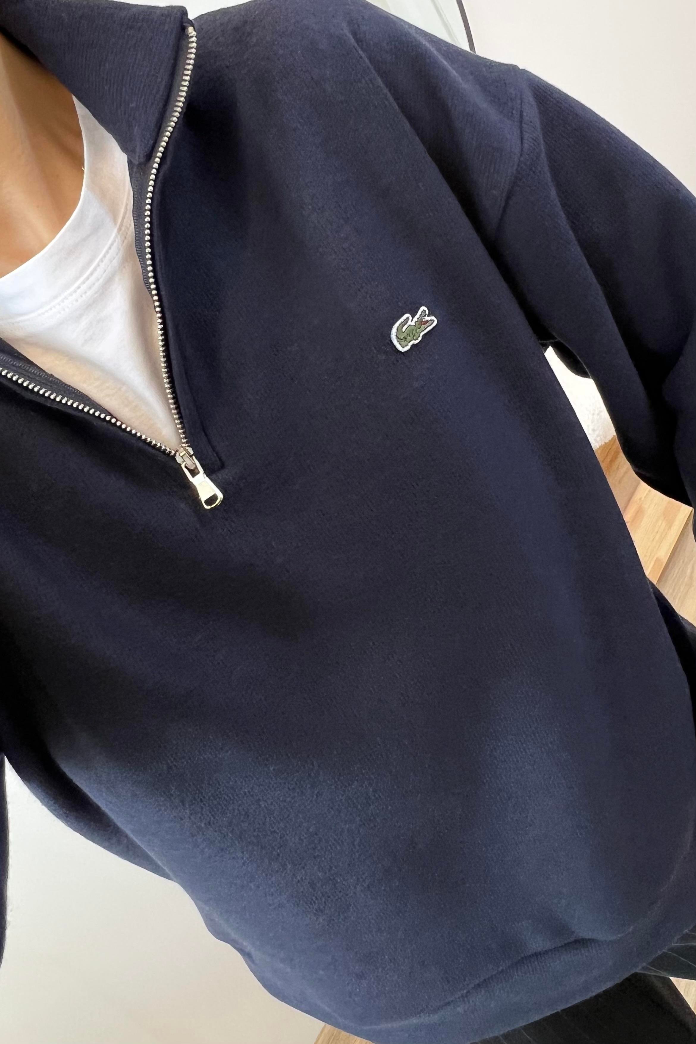 Lacivert Yumuşak Dokulu Yakası Fermuarlı Sweatshirt uygun fiyatlarda www.butikhola.com adresinde