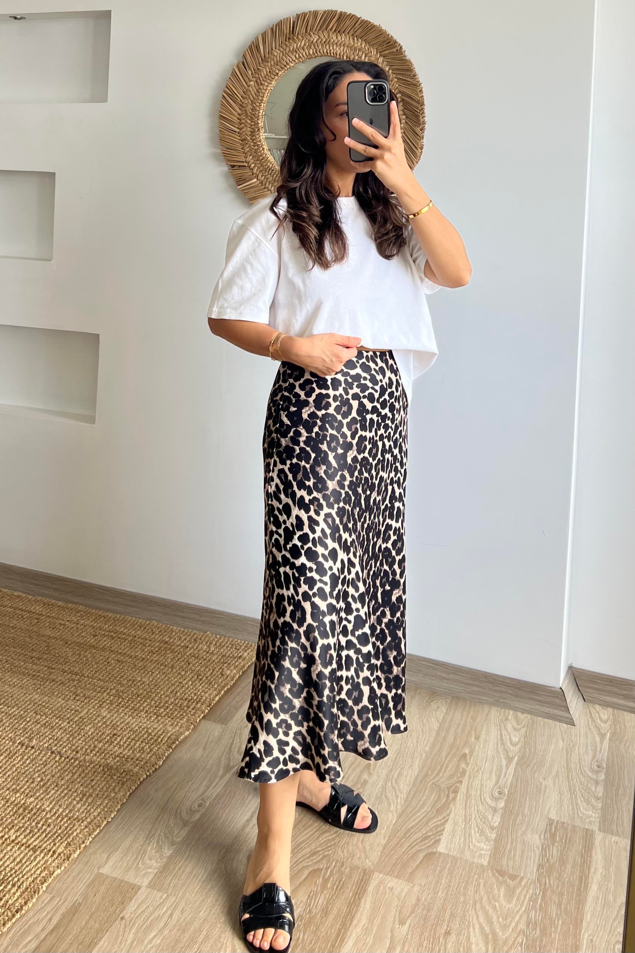 Leopar Desenli Beli Lastikli Saten Etek uygun fiyatlarda www.butikhola.com adresinde