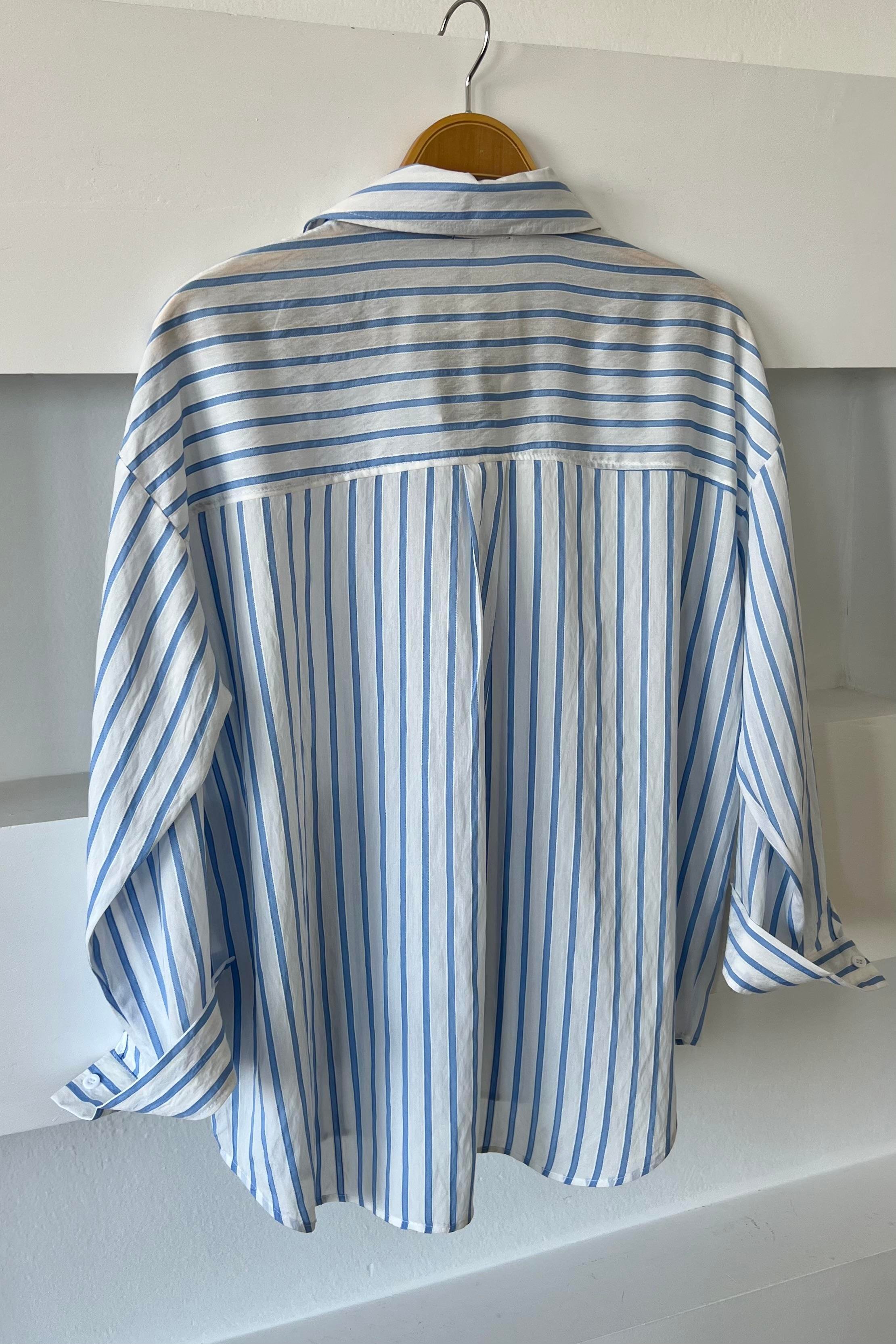 Mavi Çizgili Premium Gömlek uygun fiyatlarda www.butikhola.com adresinde