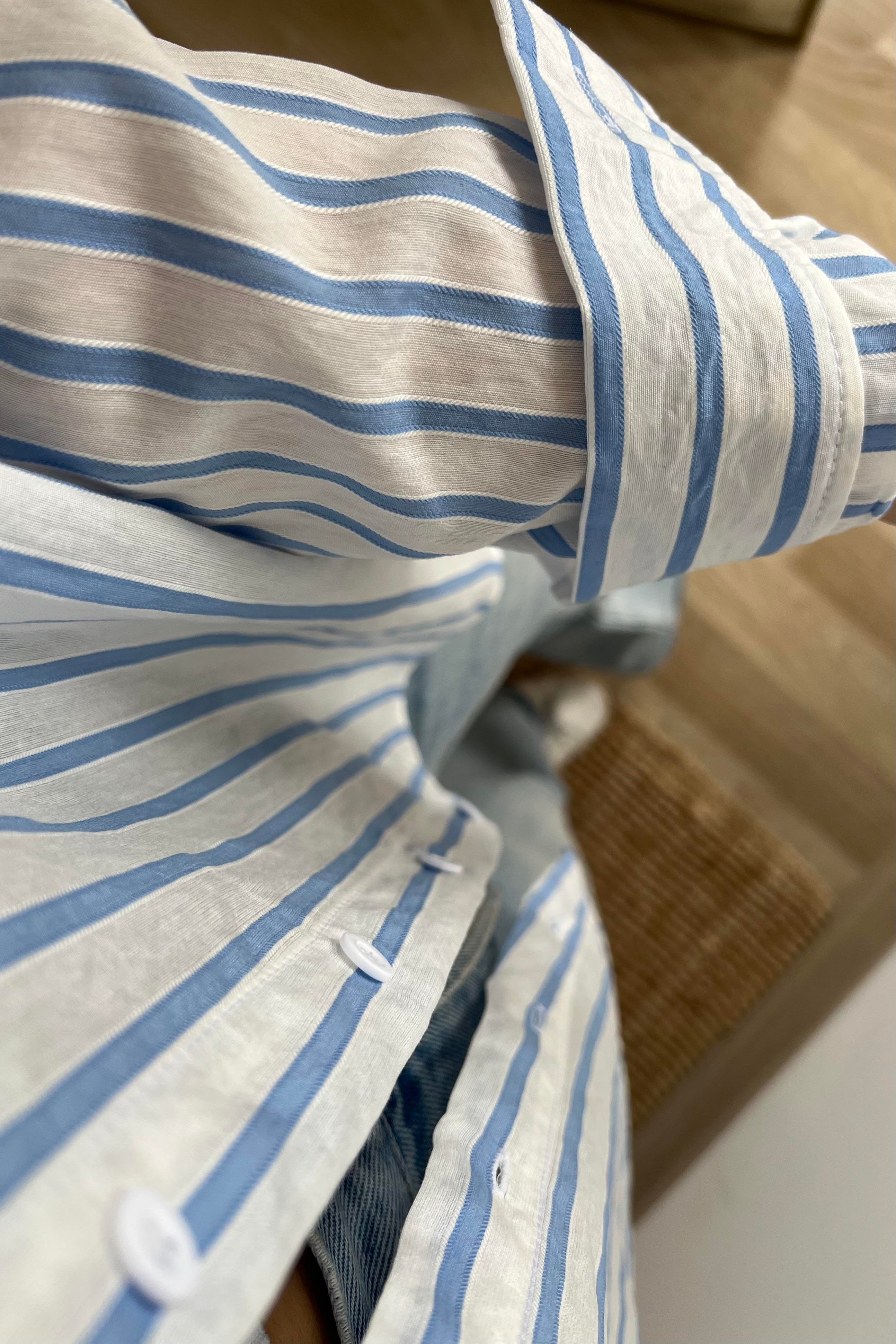 Mavi Çizgili Premium Gömlek uygun fiyatlarda www.butikhola.com adresinde
