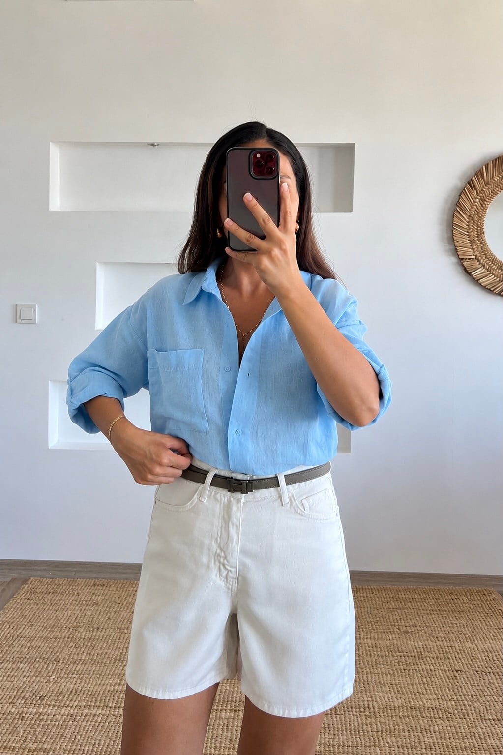 Mavi Organik Ham Keten Gömlek uygun fiyatlarda www.butikhola.com adresinde