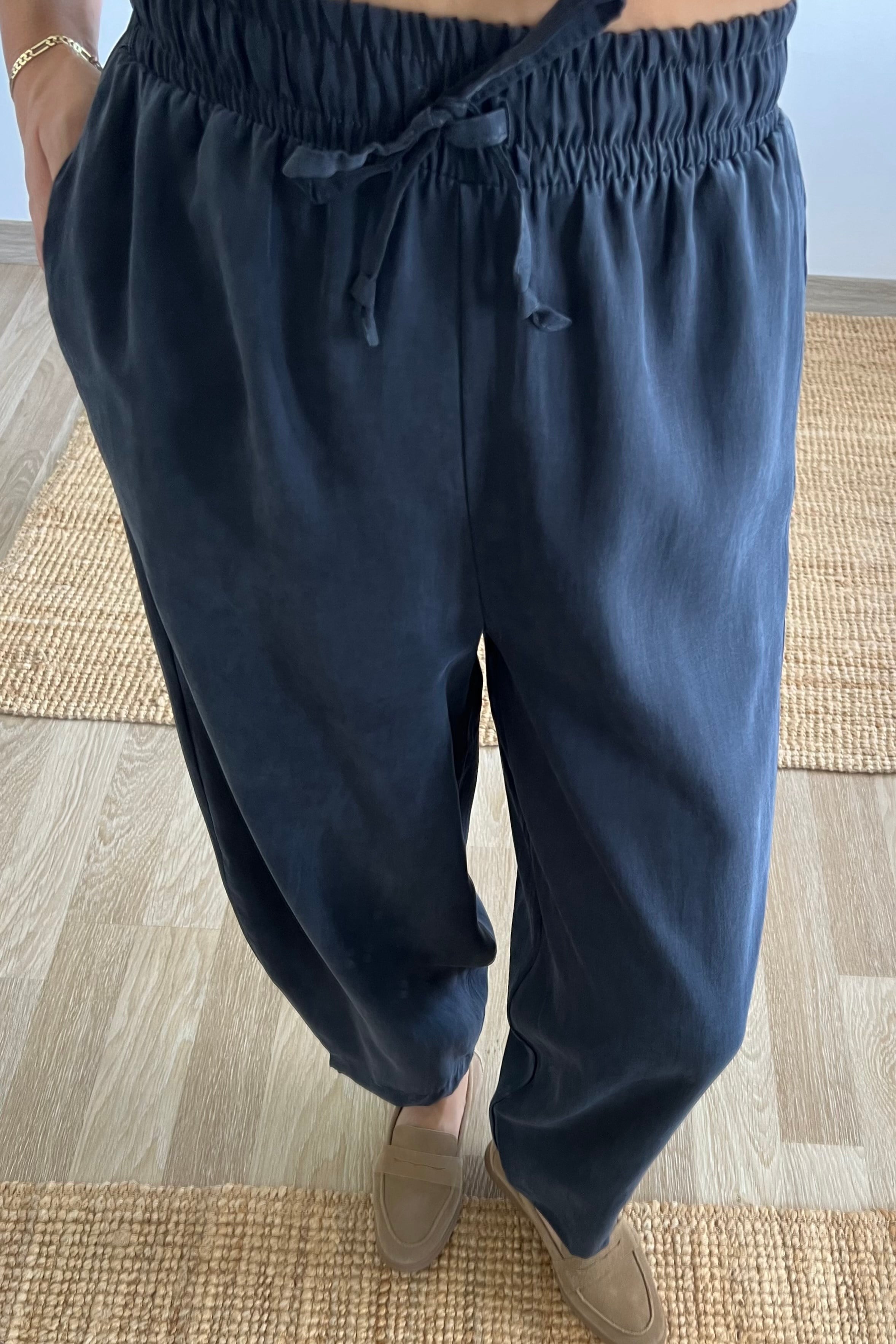 Md Antrasit Beli Lastikli Tensel Şalvar Pantolon uygun fiyatlarda www.butikhola.com adresinde