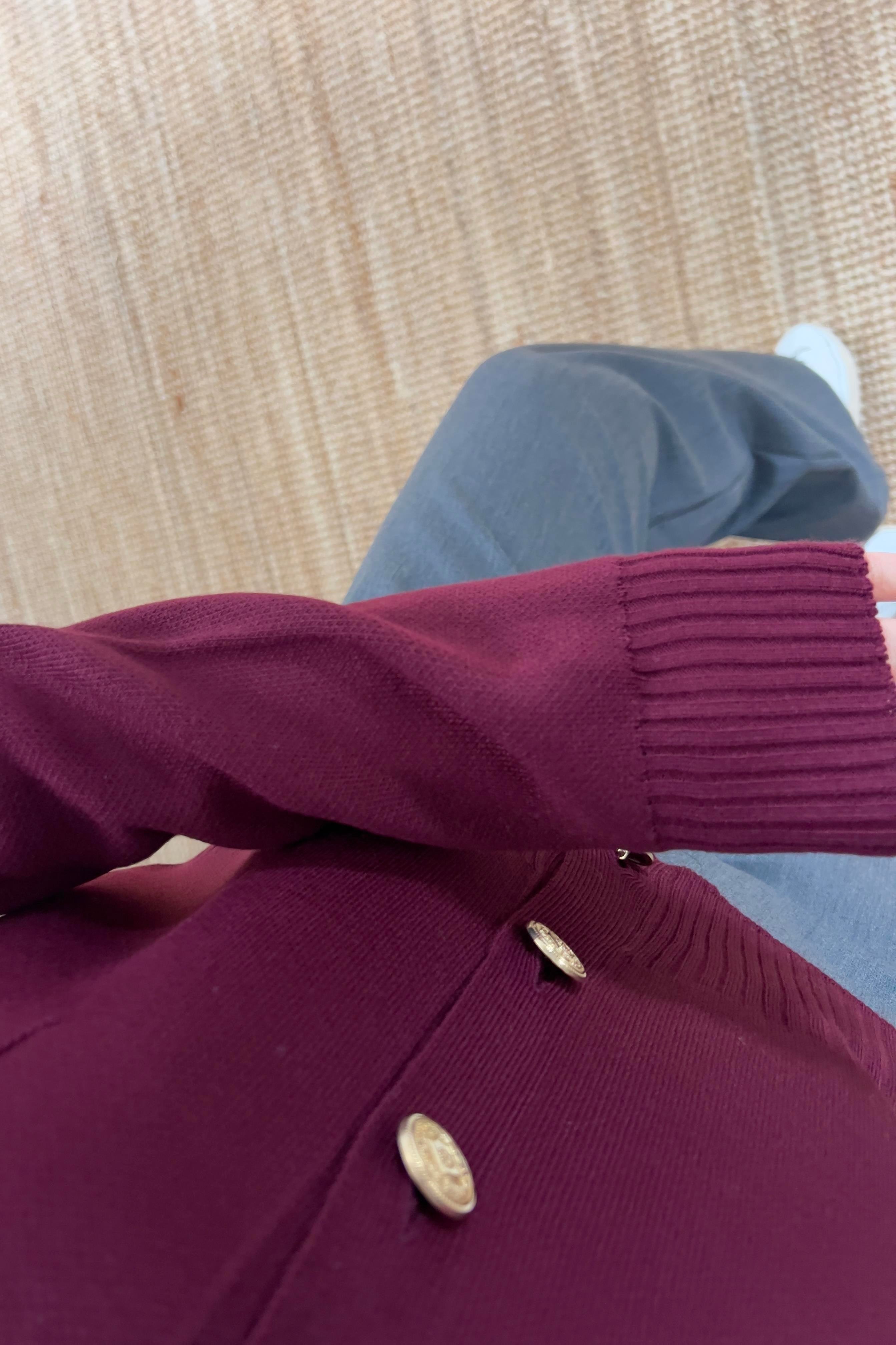 MD Bordo Gold Düğmeli V Yaka Hırka  uygun fiyatlarda www.butikhola.com adresinde