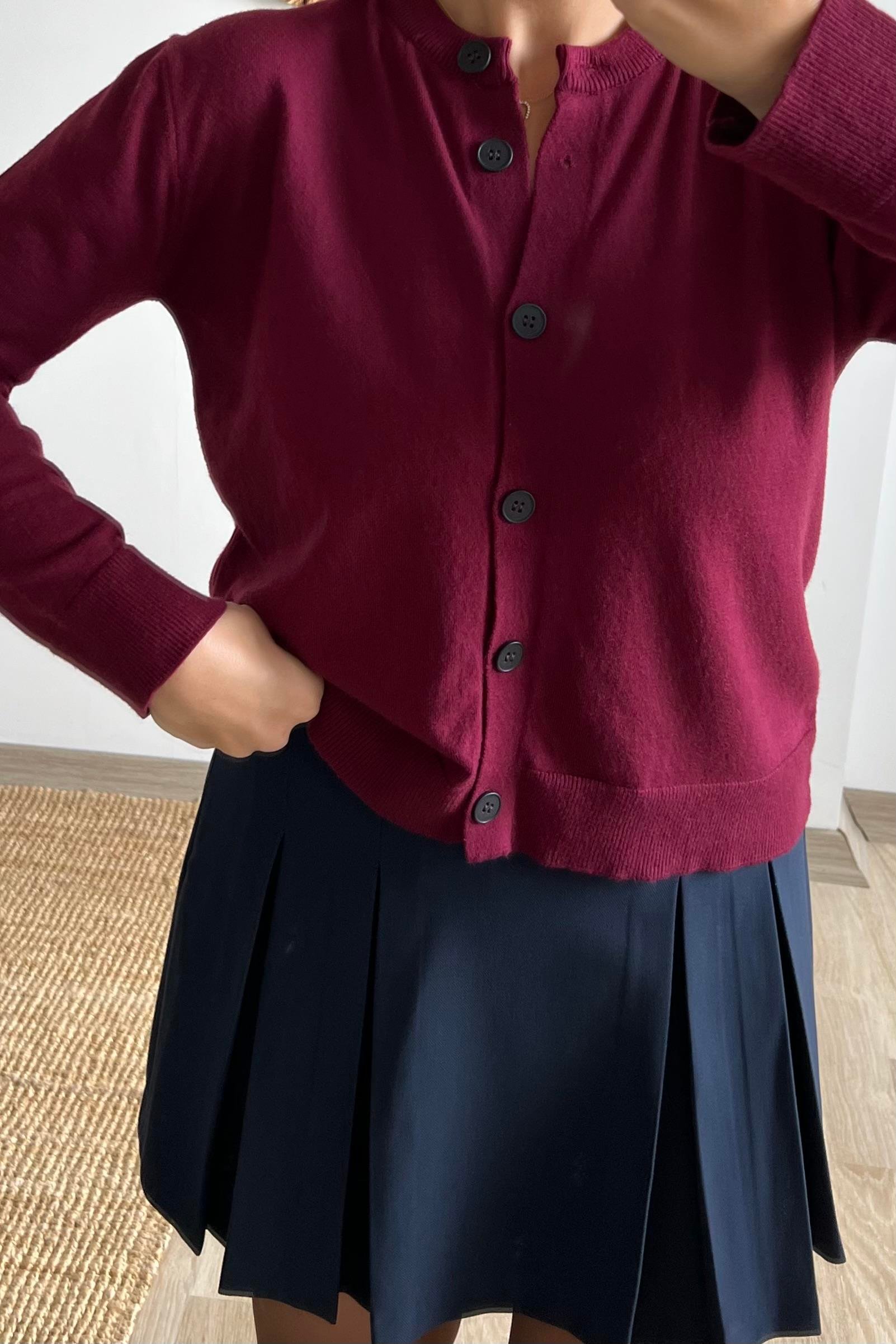 Md Bordo Yumuşak Dokulu Hırka  uygun fiyatlarda www.butikhola.com adresinde