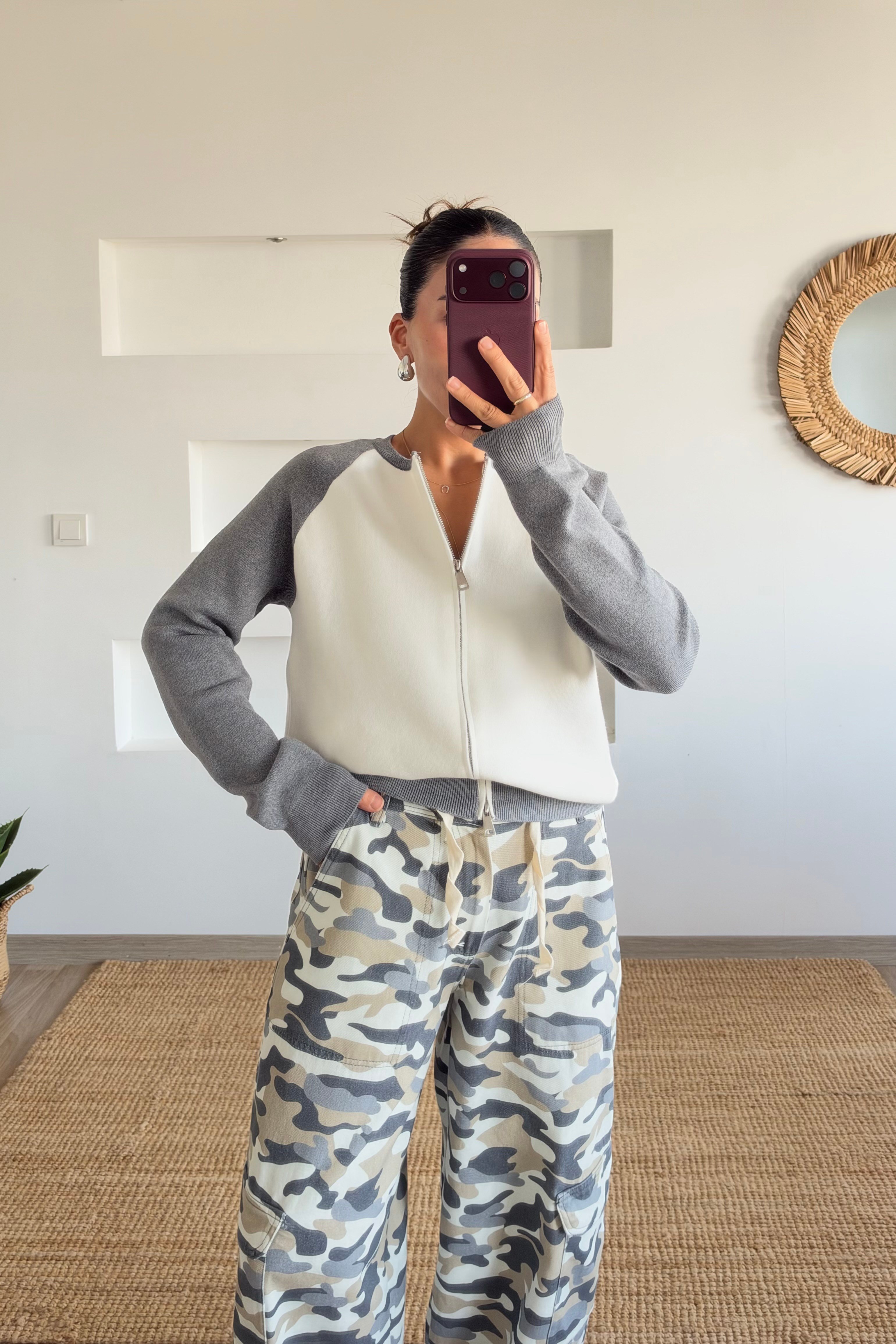 Md Gri Çift Fermuarlı Reglan Kol Hırka uygun fiyatlarda www.butikhola.com adresinde