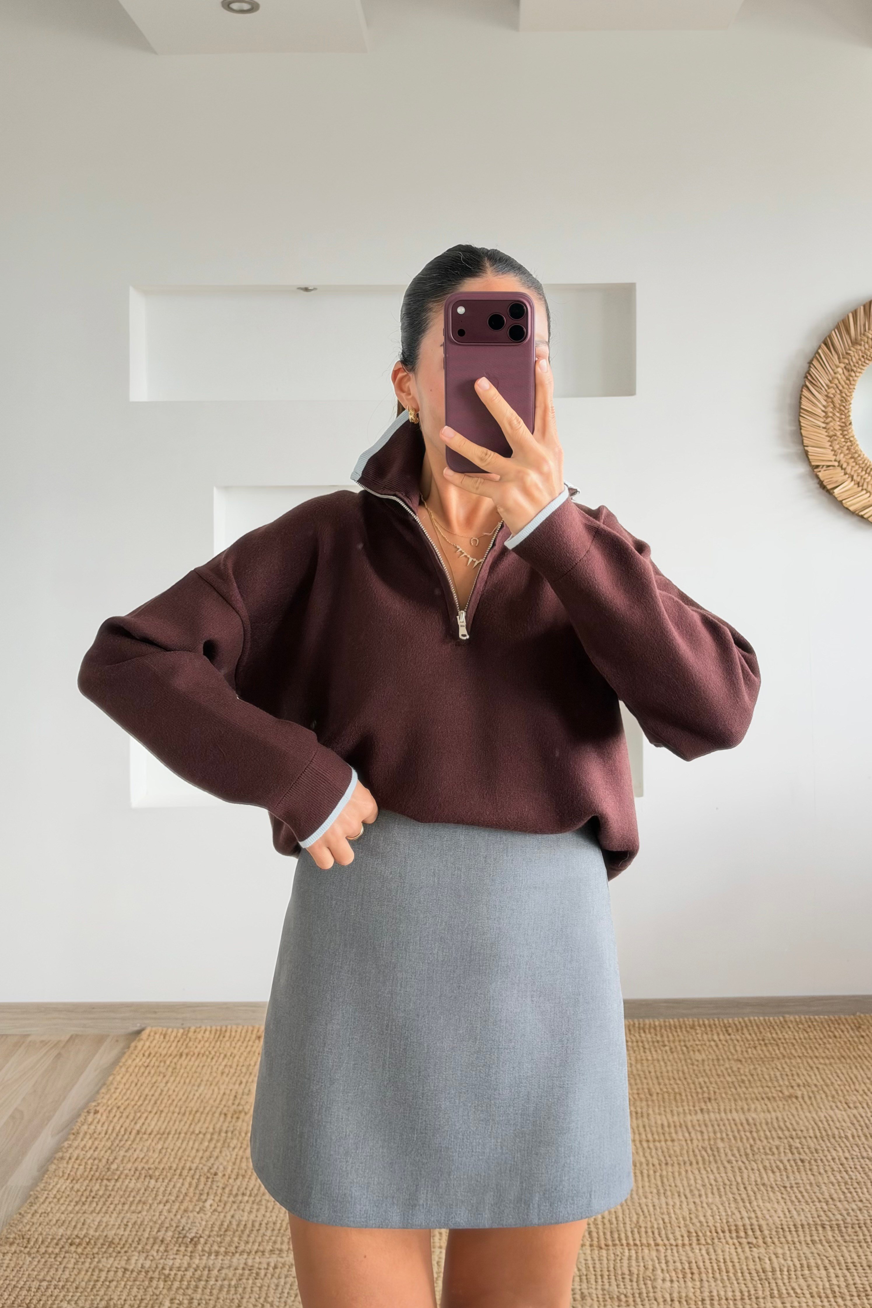 MD Gri Mini Etek  uygun fiyatlarda www.butikhola.com adresinde