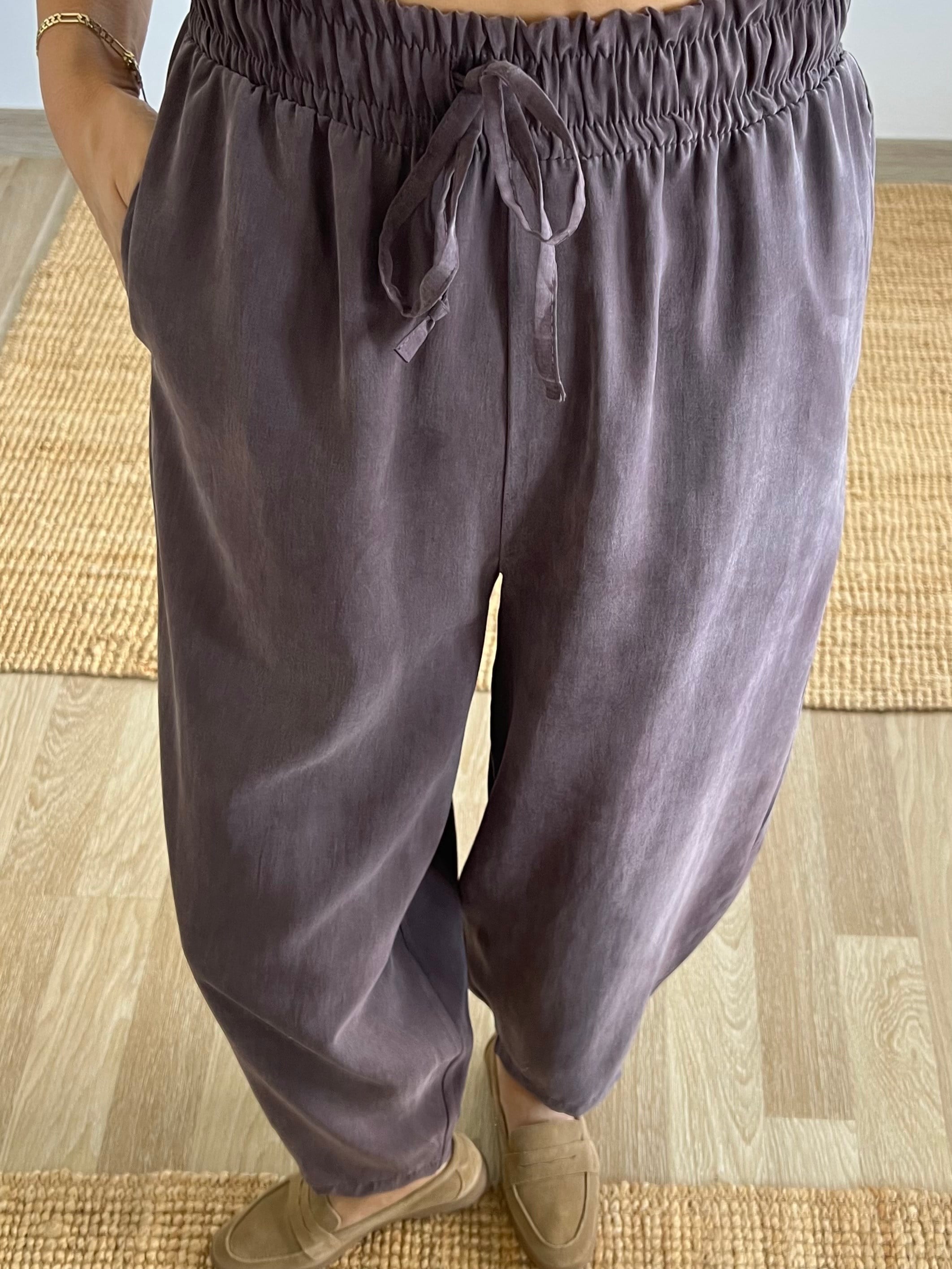 Md Kahverengi Beli Lastikli Tensel Şalvar Pantolon uygun fiyatlarda www.butikhola.com adresinde