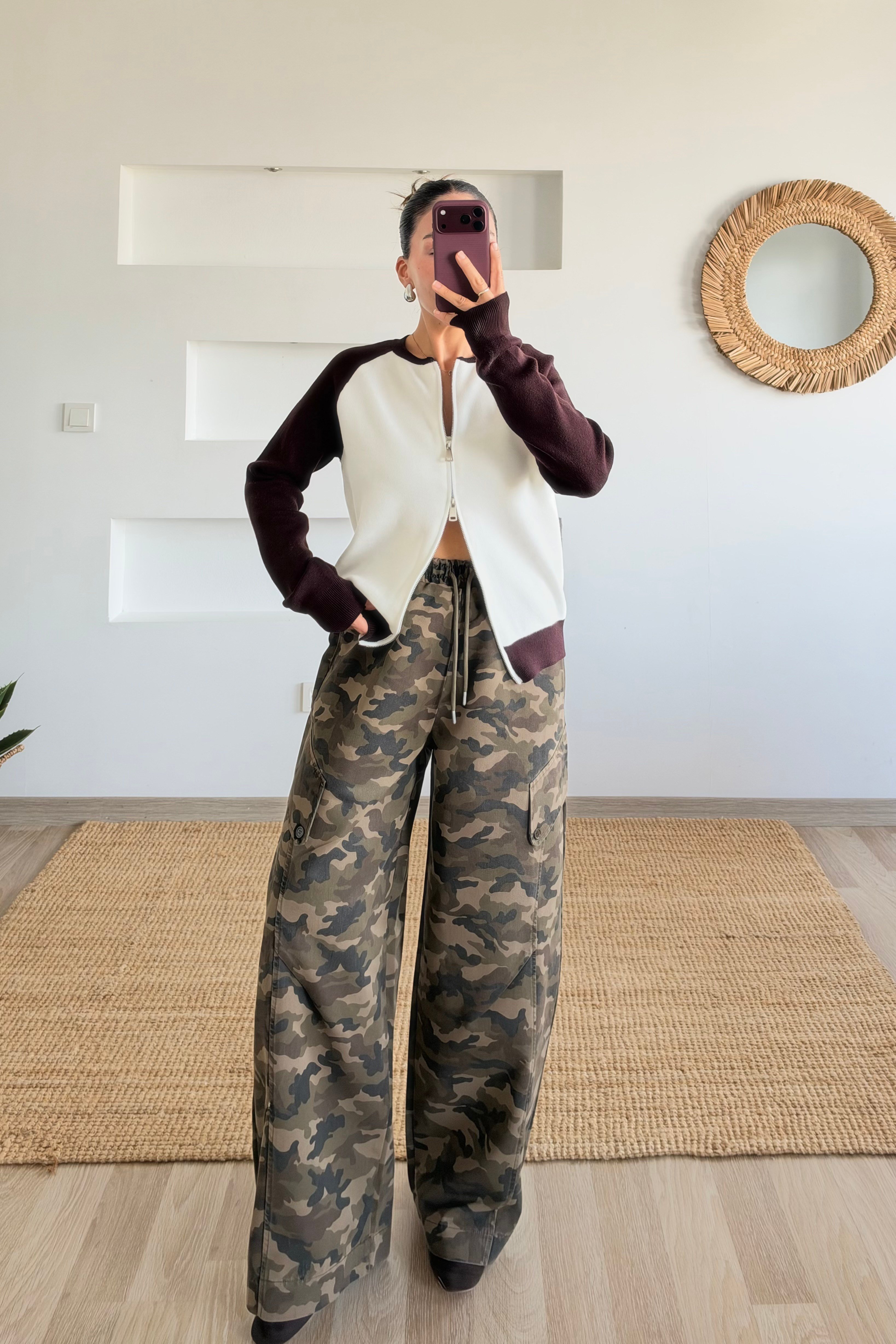 Md Kahverengi Çift Fermuarlı Reglan Kol Hırka uygun fiyatlarda www.butikhola.com adresinde