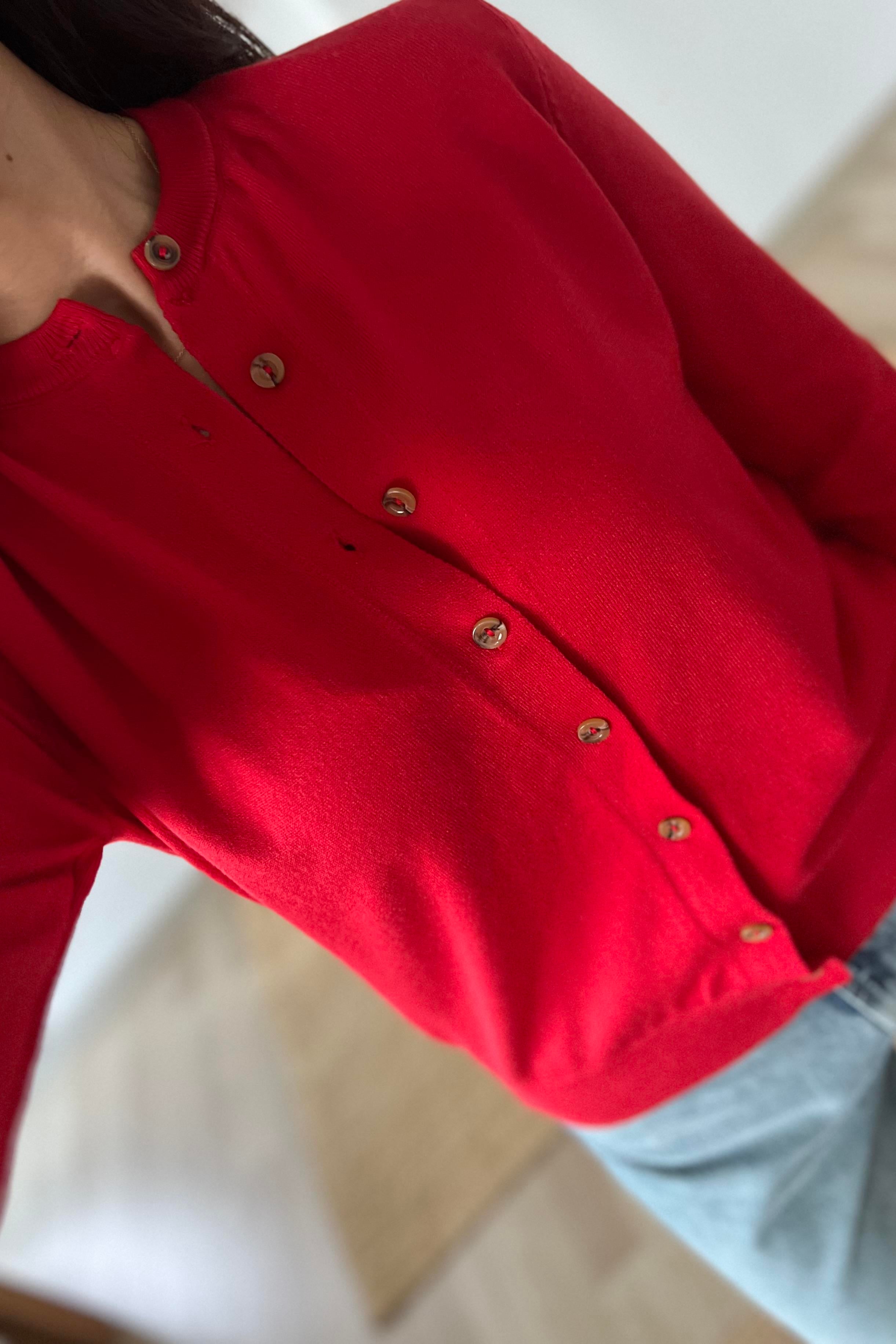 Md Kırmızı Yumuşak Dokulu Hırka uygun fiyatlarda www.butikhola.com adresinde