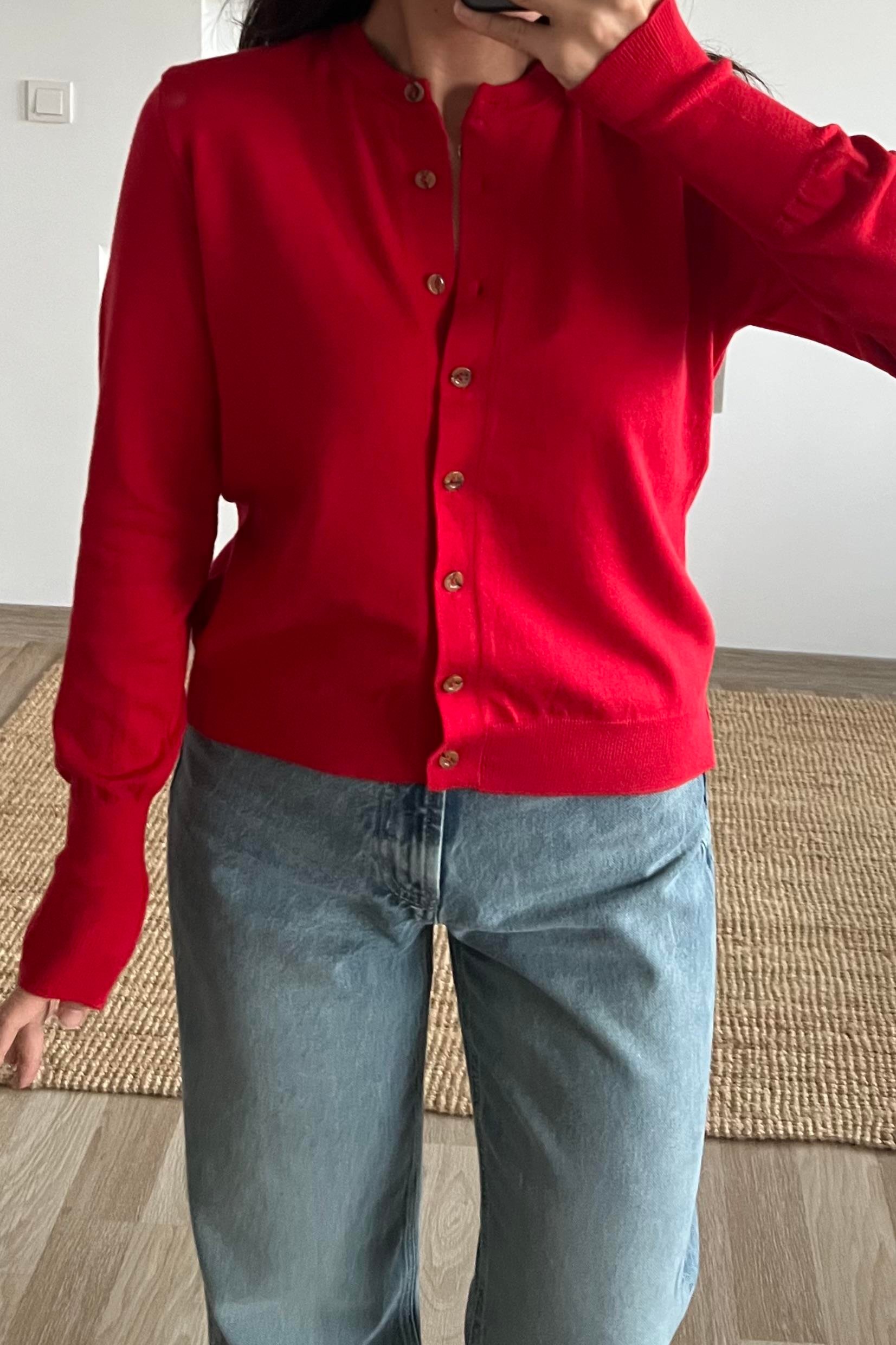 Md Kırmızı Yumuşak Dokulu Hırka uygun fiyatlarda www.butikhola.com adresinde