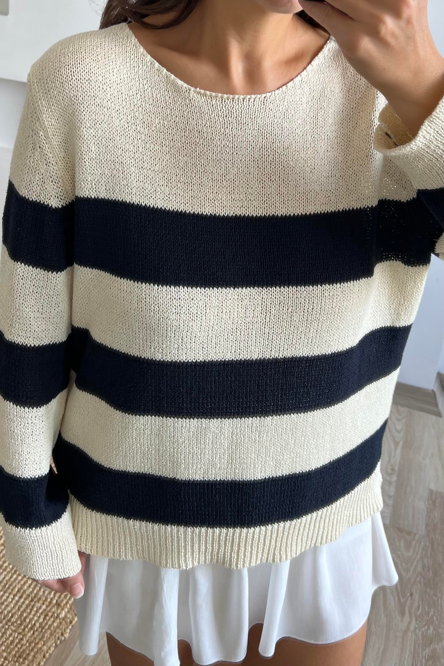 MD Lacivert Şeritli Merserize Triko uygun fiyatlarda www.butikhola.com adresinde