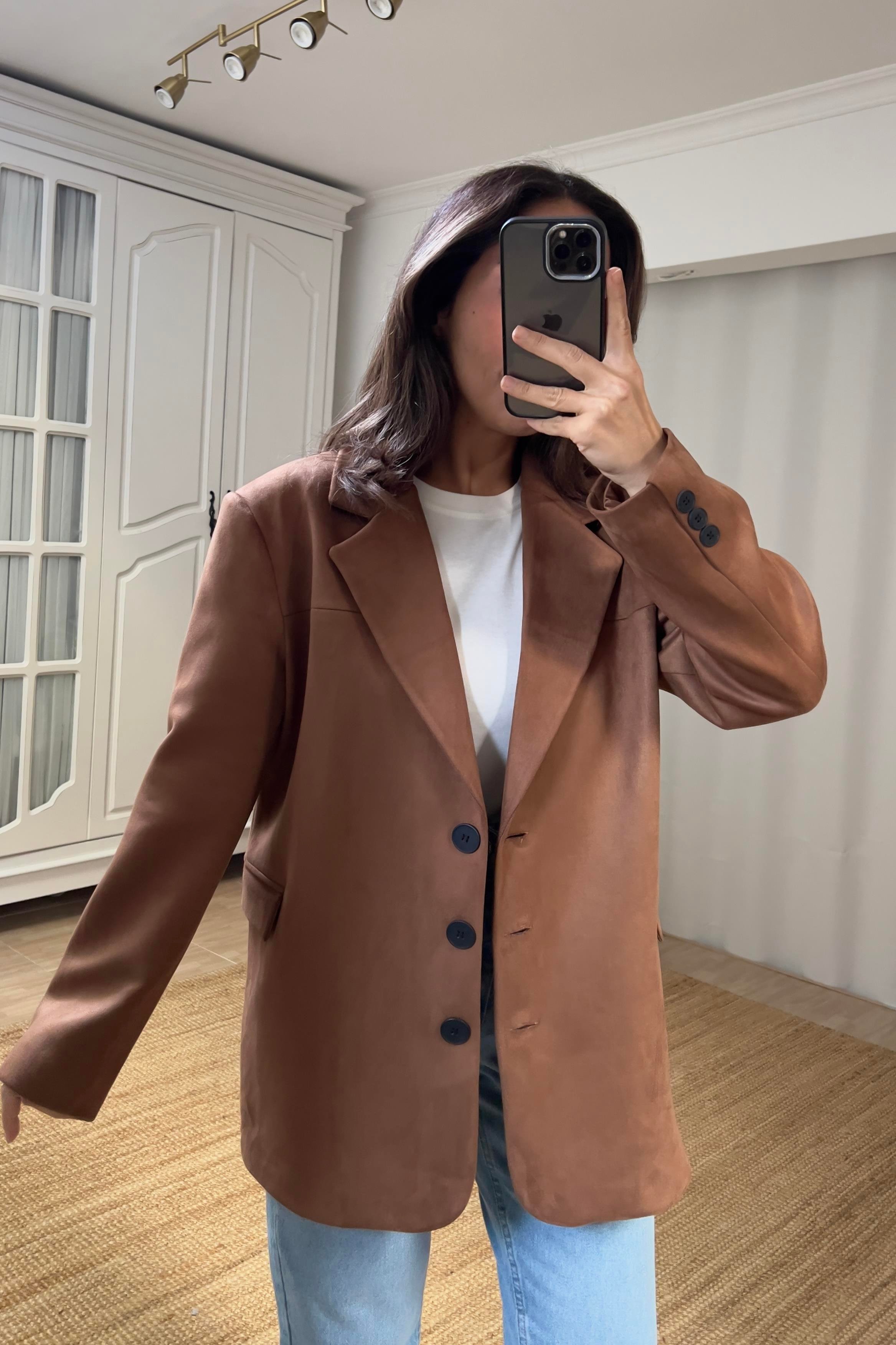 MD Taba Süet Blazer Ceket uygun fiyatlarda www.butikhola.com adresinde