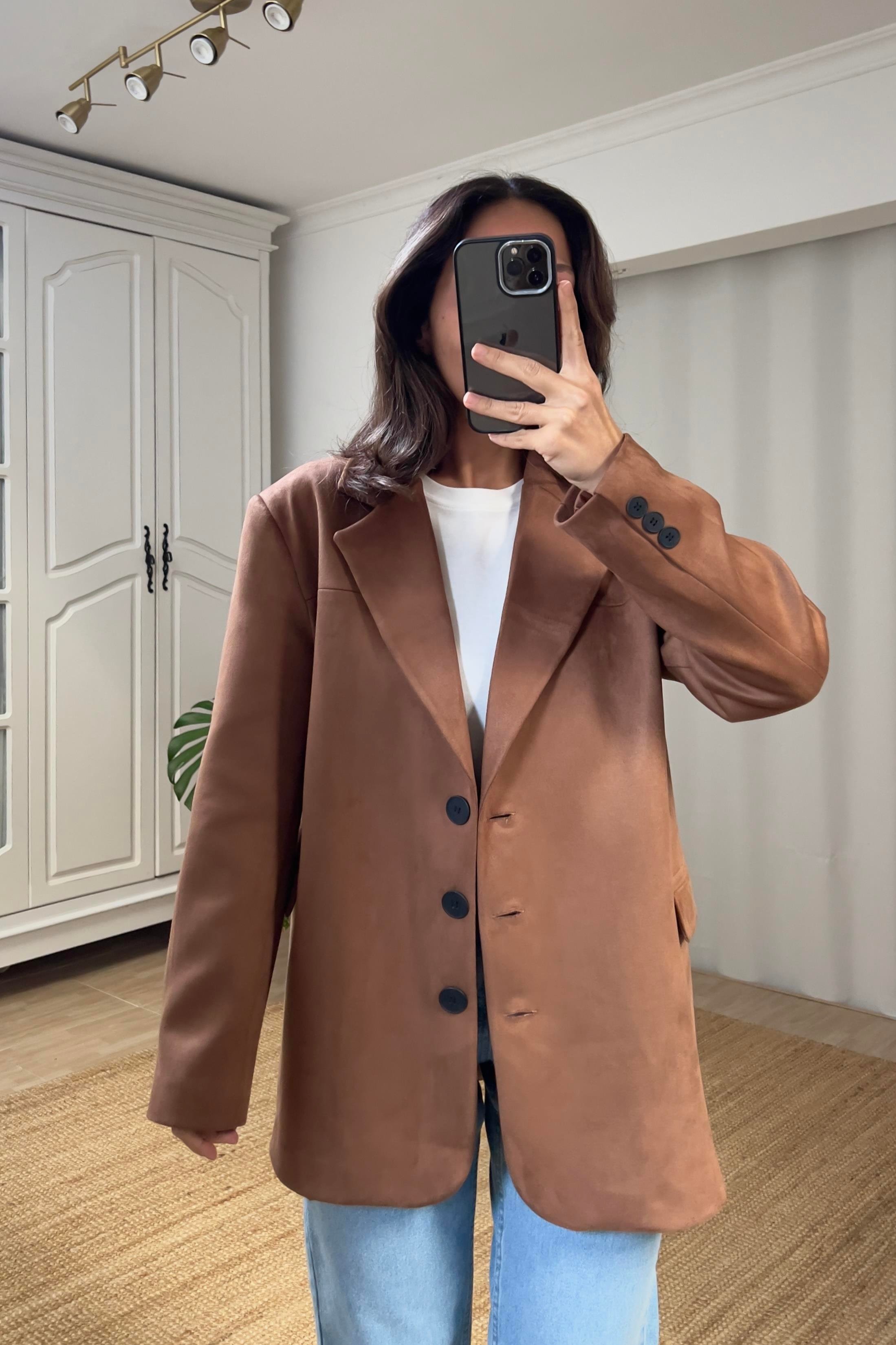 MD Taba Süet Blazer Ceket uygun fiyatlarda www.butikhola.com adresinde