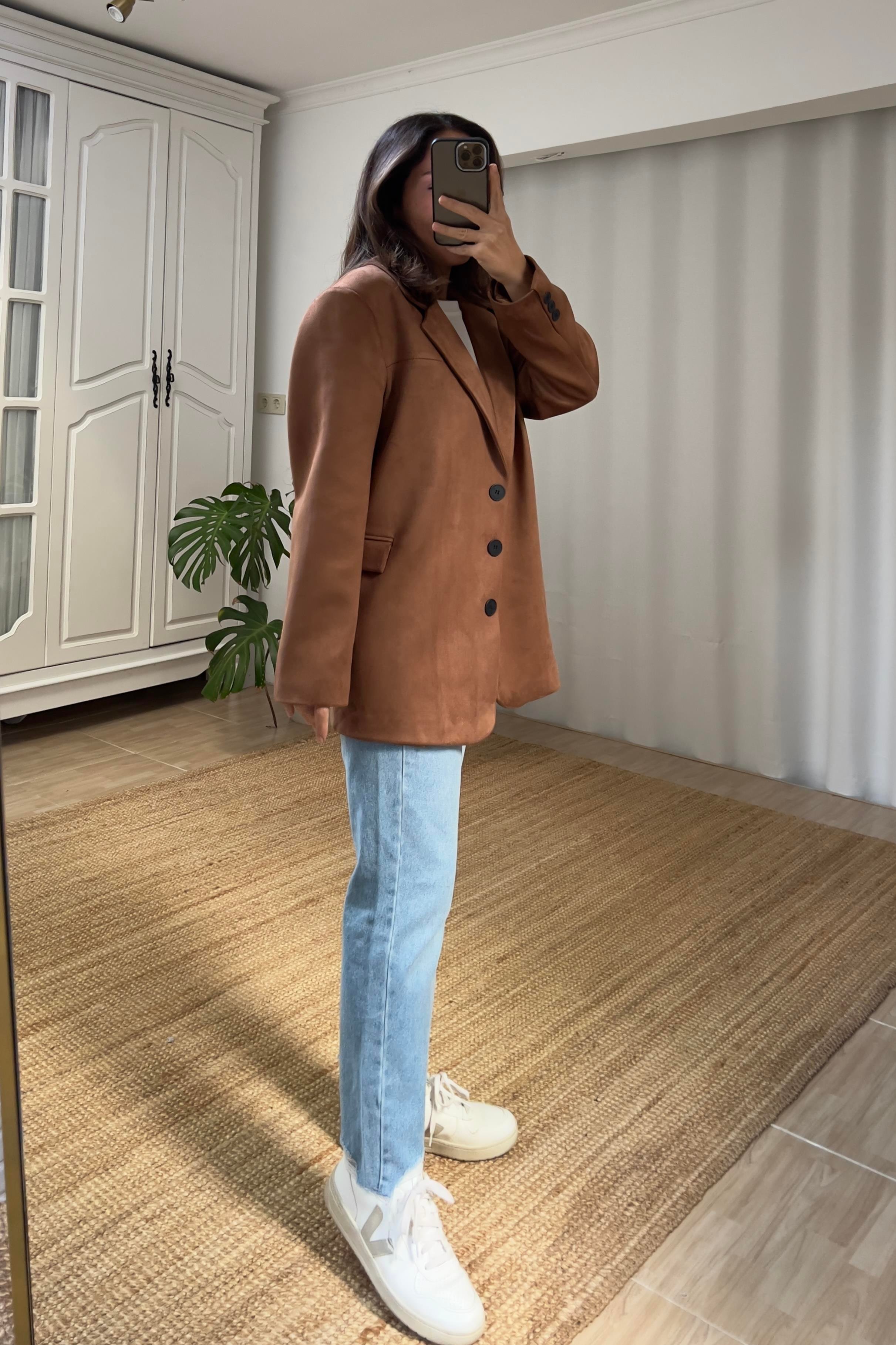 MD Taba Süet Blazer Ceket uygun fiyatlarda www.butikhola.com adresinde